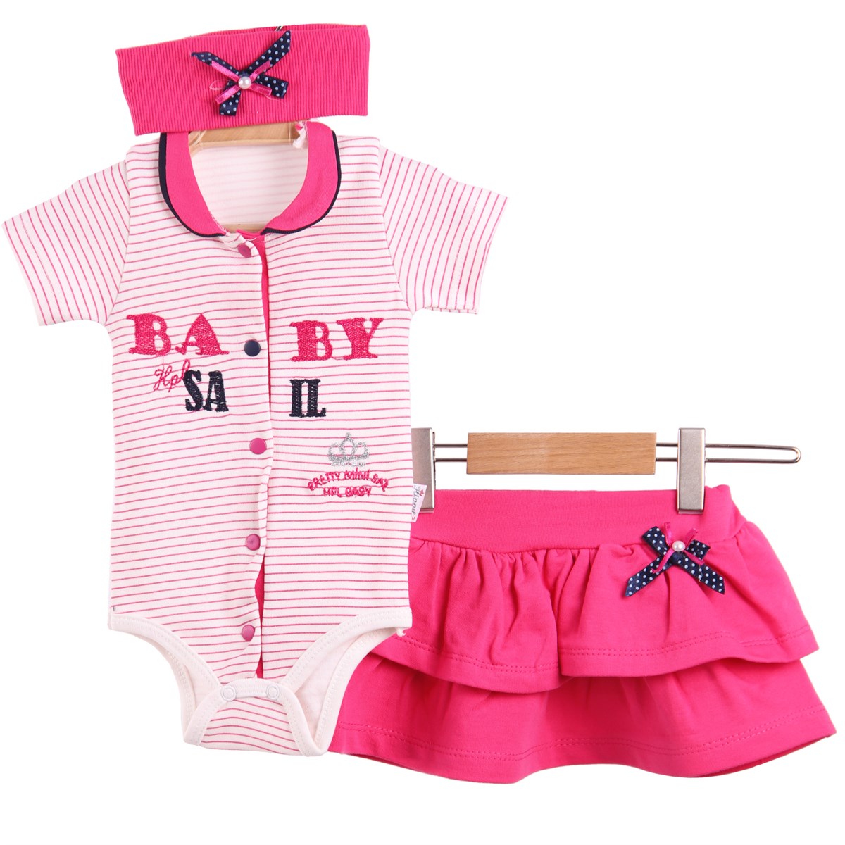 Kapri & Şort TakımBREEZE1084HİP-3153 lü Takım Zıbın + Etek + Bandana