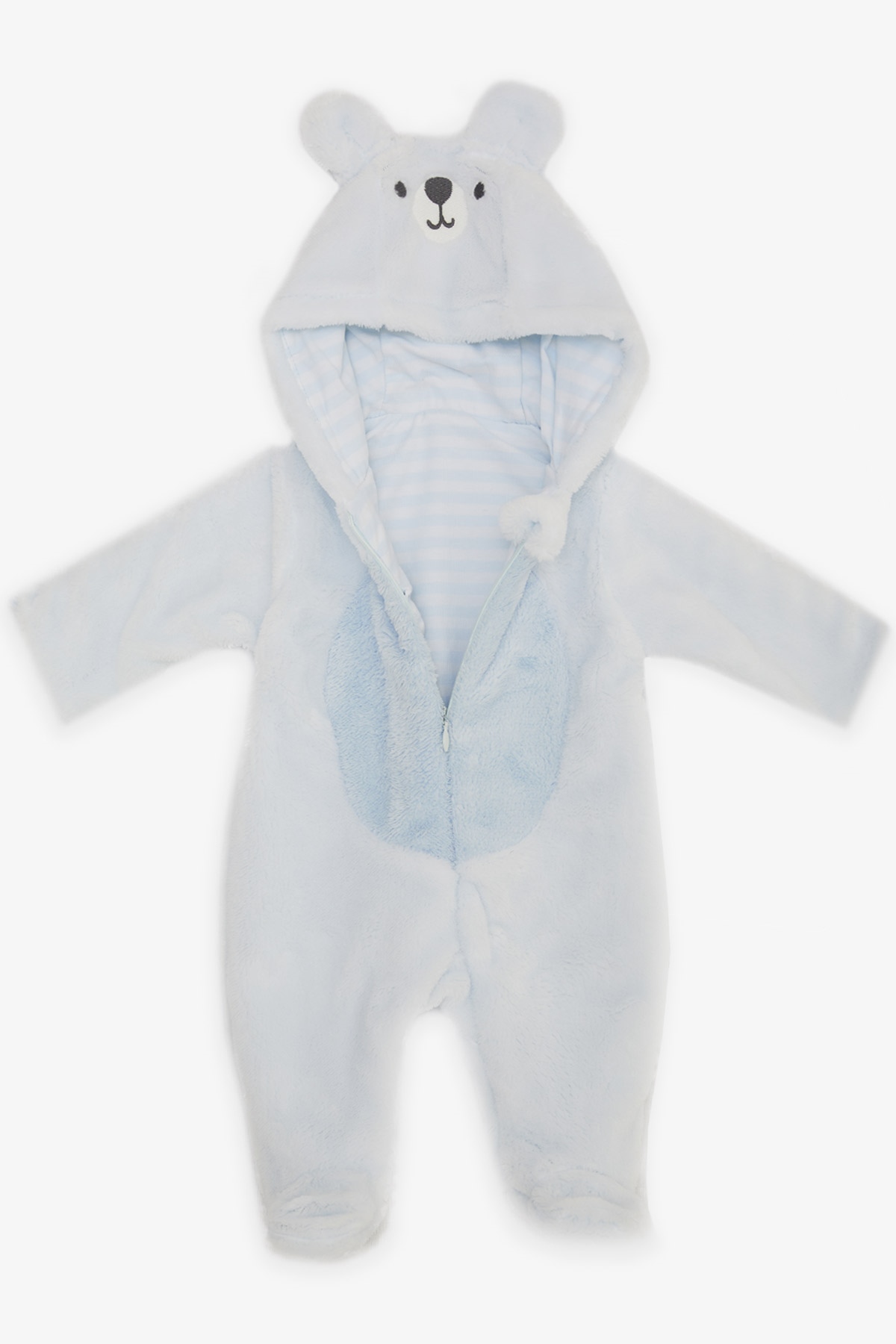 ALBİMİNİ Erkek Çocuk Peluşlu Tulum Kuzucuk Nakışı Kulakları Hareketli Bebe Mavisi (3-4 Ay-6-9 Ay)
