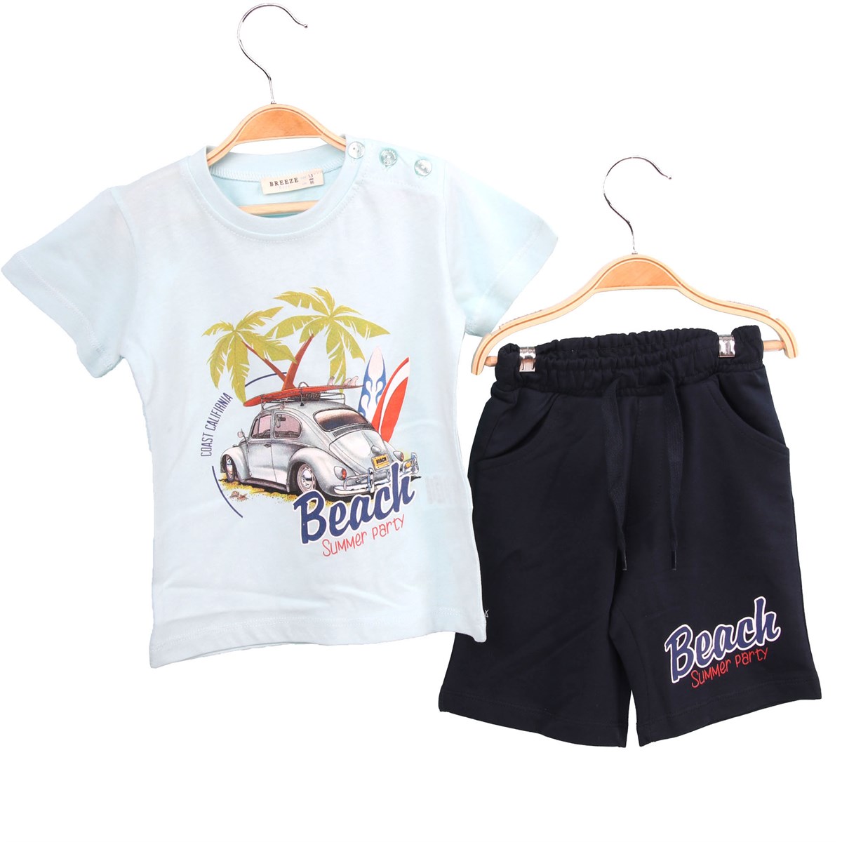 Erkek Bebek Şortlu Takım Araba Baskılı Mavi (1.5 Yaş)