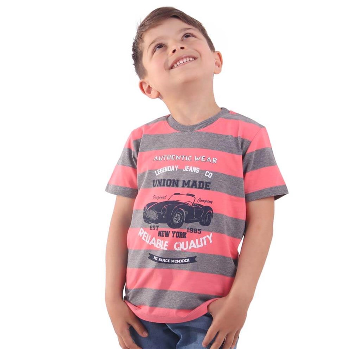 Erkek Çocuk Tişört Arabalı Gri (4-6 Yaş)