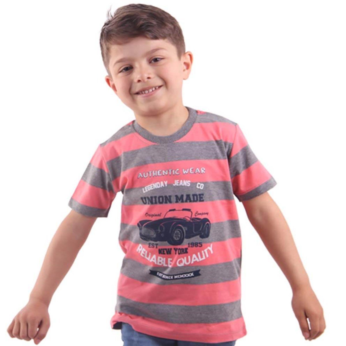 Erkek Çocuk Tişört Arabalı Gri - 4-6 Yaş | Breeze