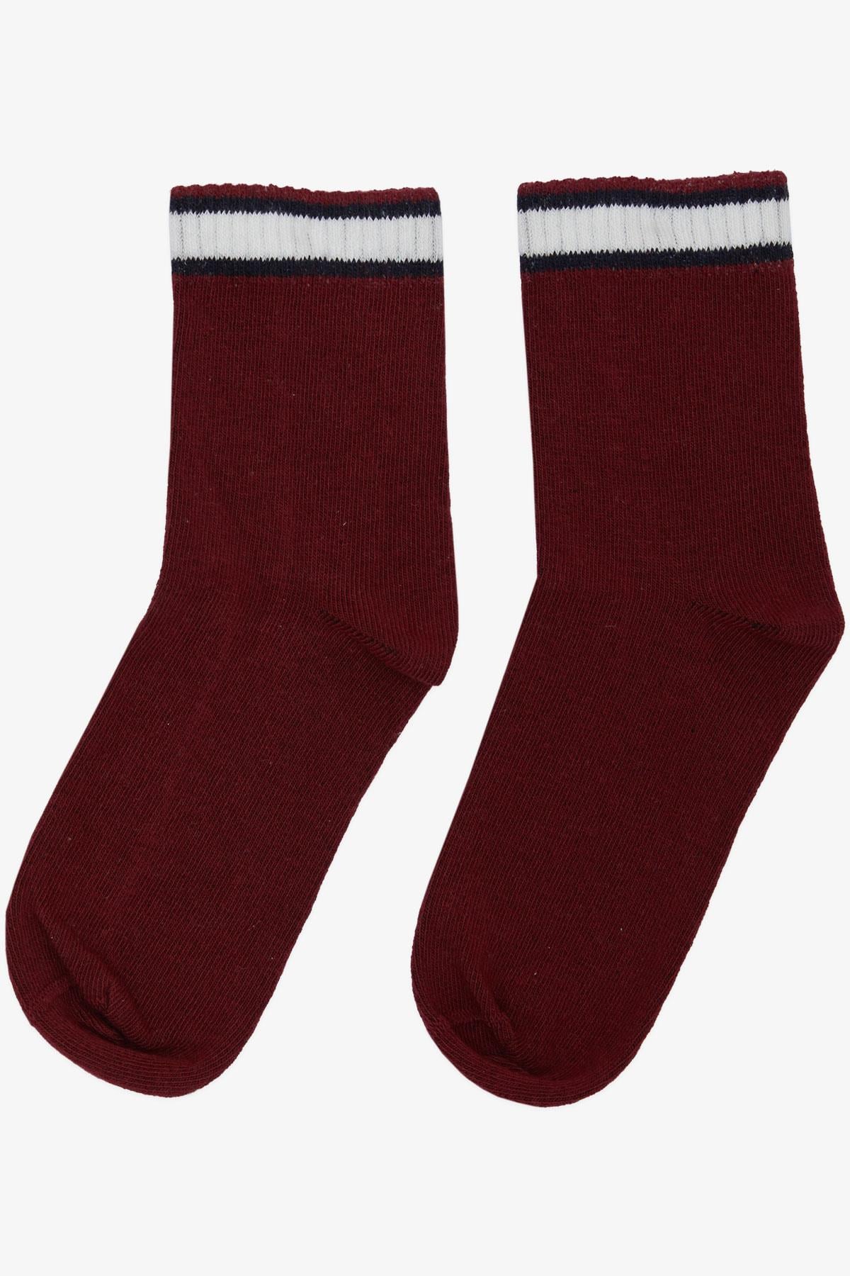 Artı Kız Çocuk Soket Çorap Çizgili Bordo (1-14 Yaş)