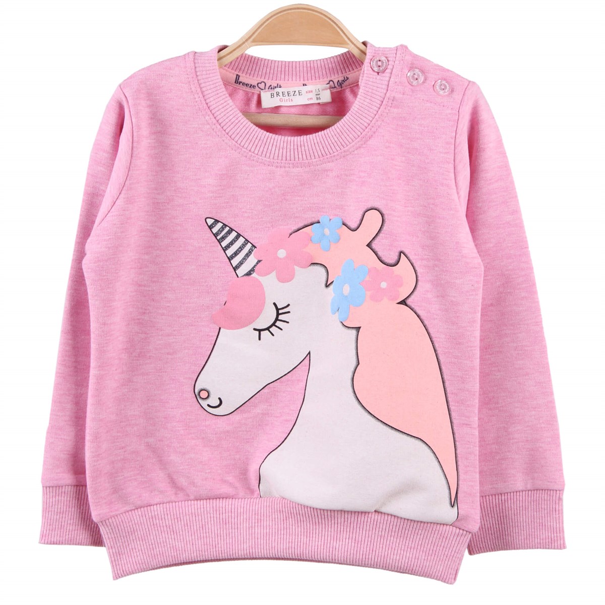 At Baskılı Sweatshirt BREEZE Pembe