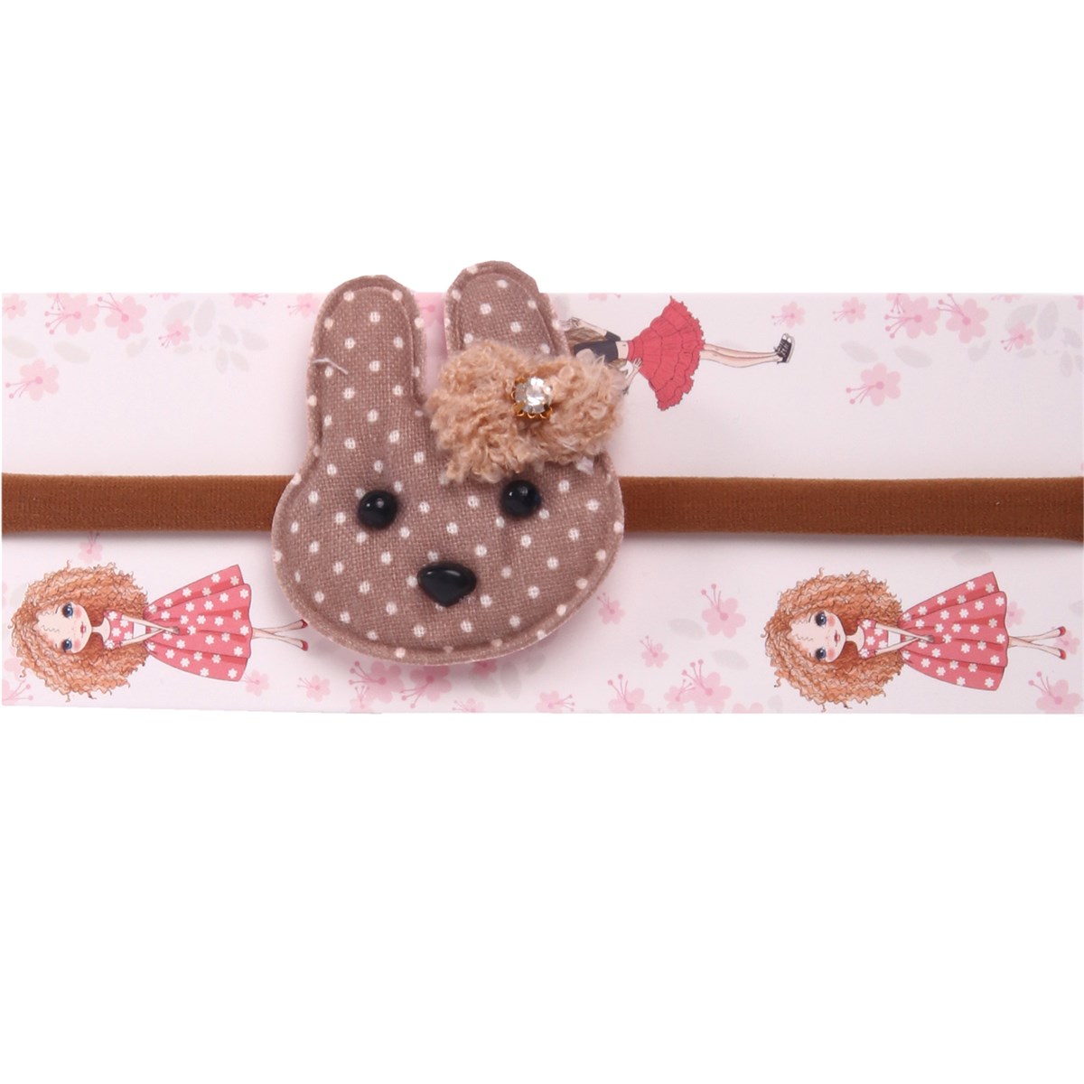 Kız Bebek Bandana Ayıcıklı Puantiyeli Kahverengi (Standart)