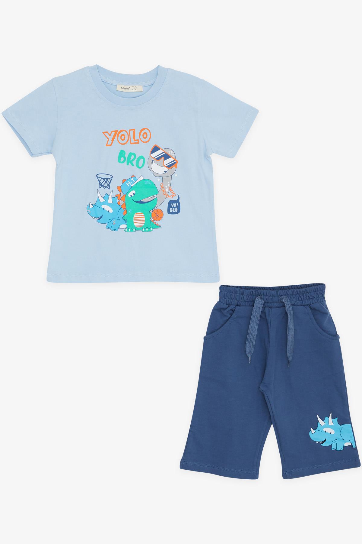 BARMY Erkek Çocuk Şortlu Takım Basketçi Dinozor Baskılı Mavi (1.5-5 Yaş)