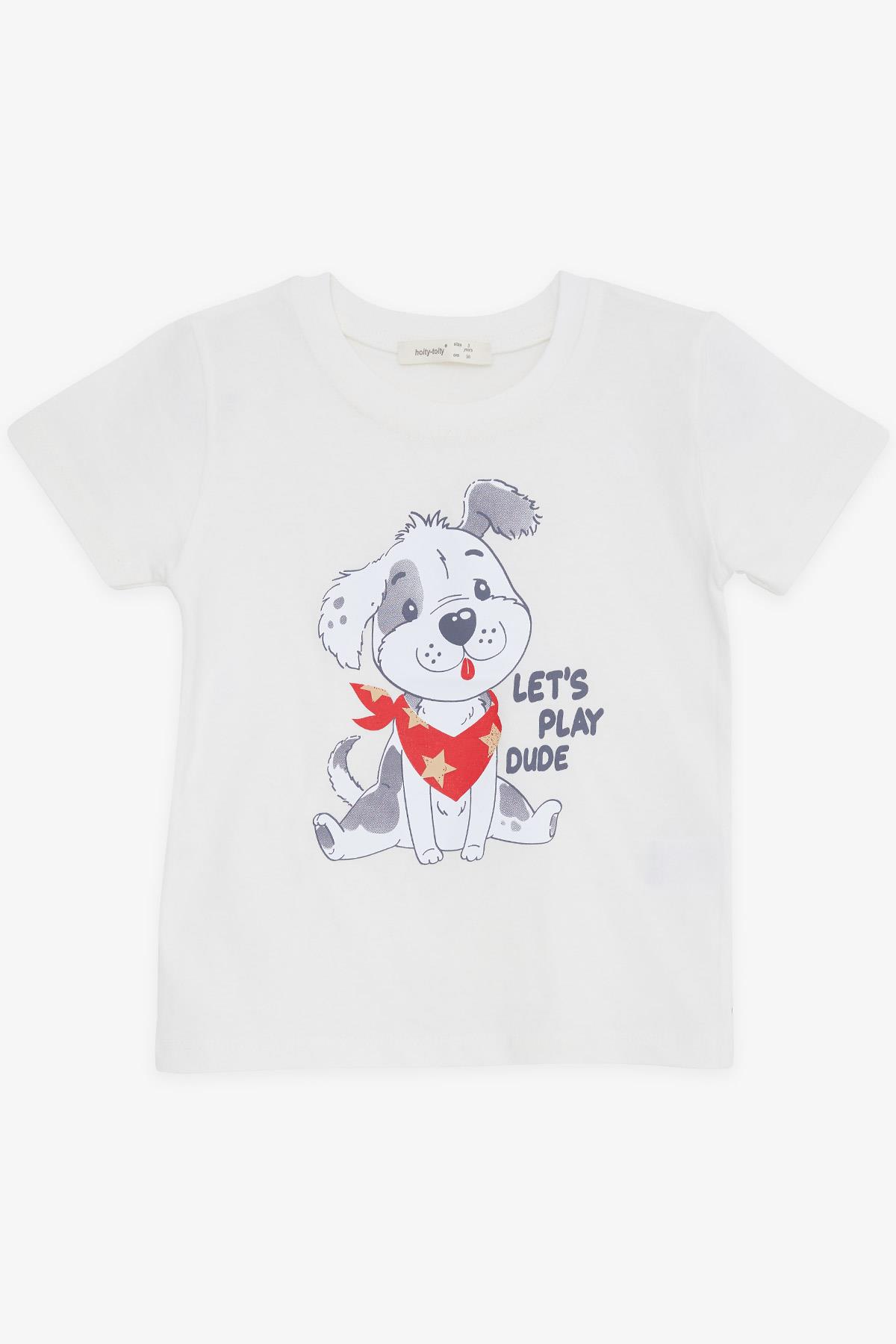 BARMY Erkek Çocuk Tişört Sevimli Köpekcik Ekru (2-6 Yaş)