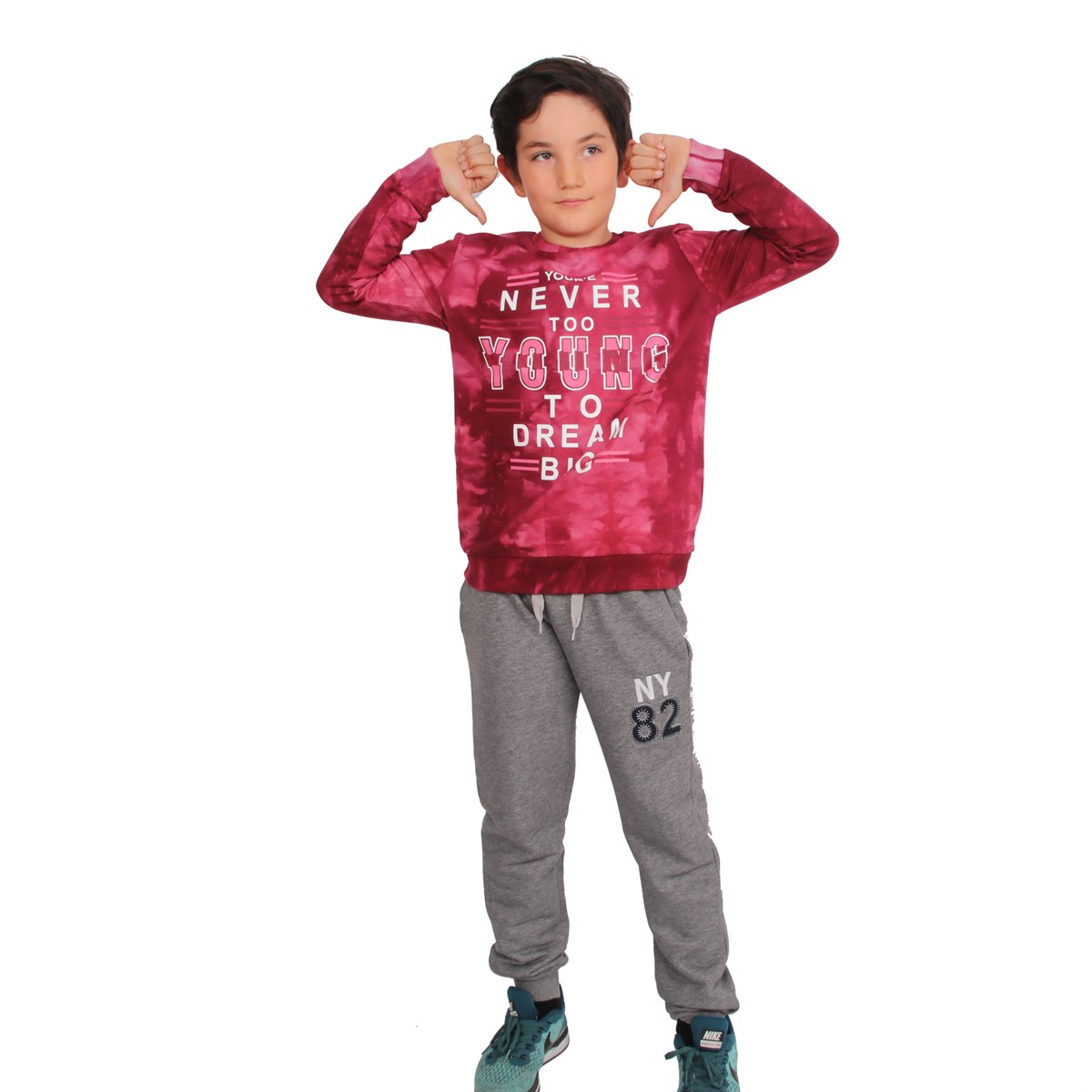 Erkek Çocuk Sweatshirt Baskılı Bordo (8-14 Yaş)