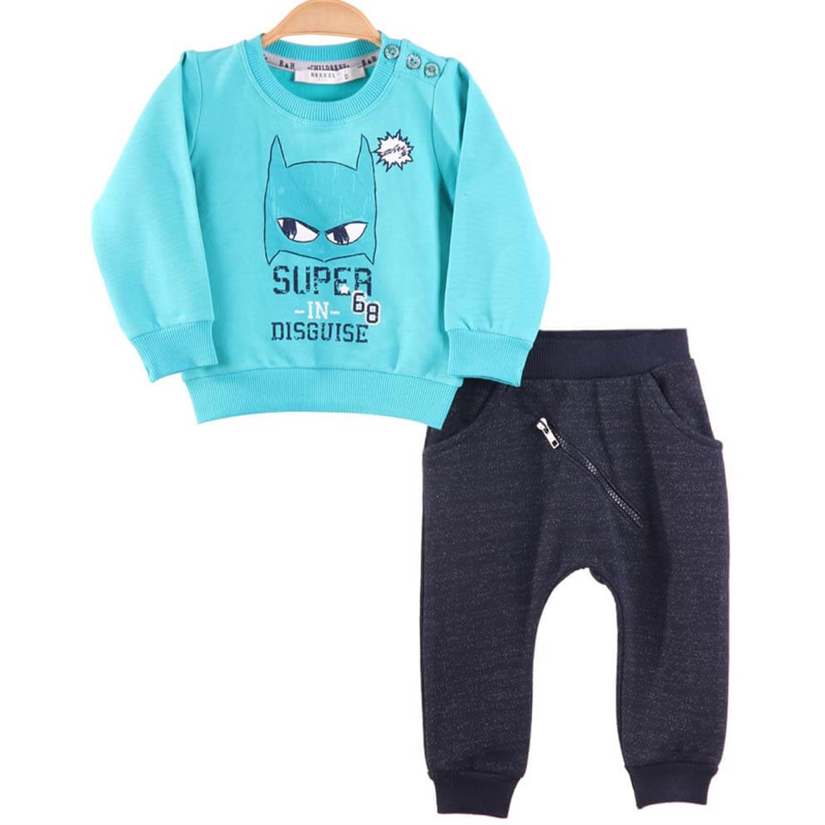 Erkek Bebek Eşofman Takımı Turkuaz-Lacivert (9 Ay)