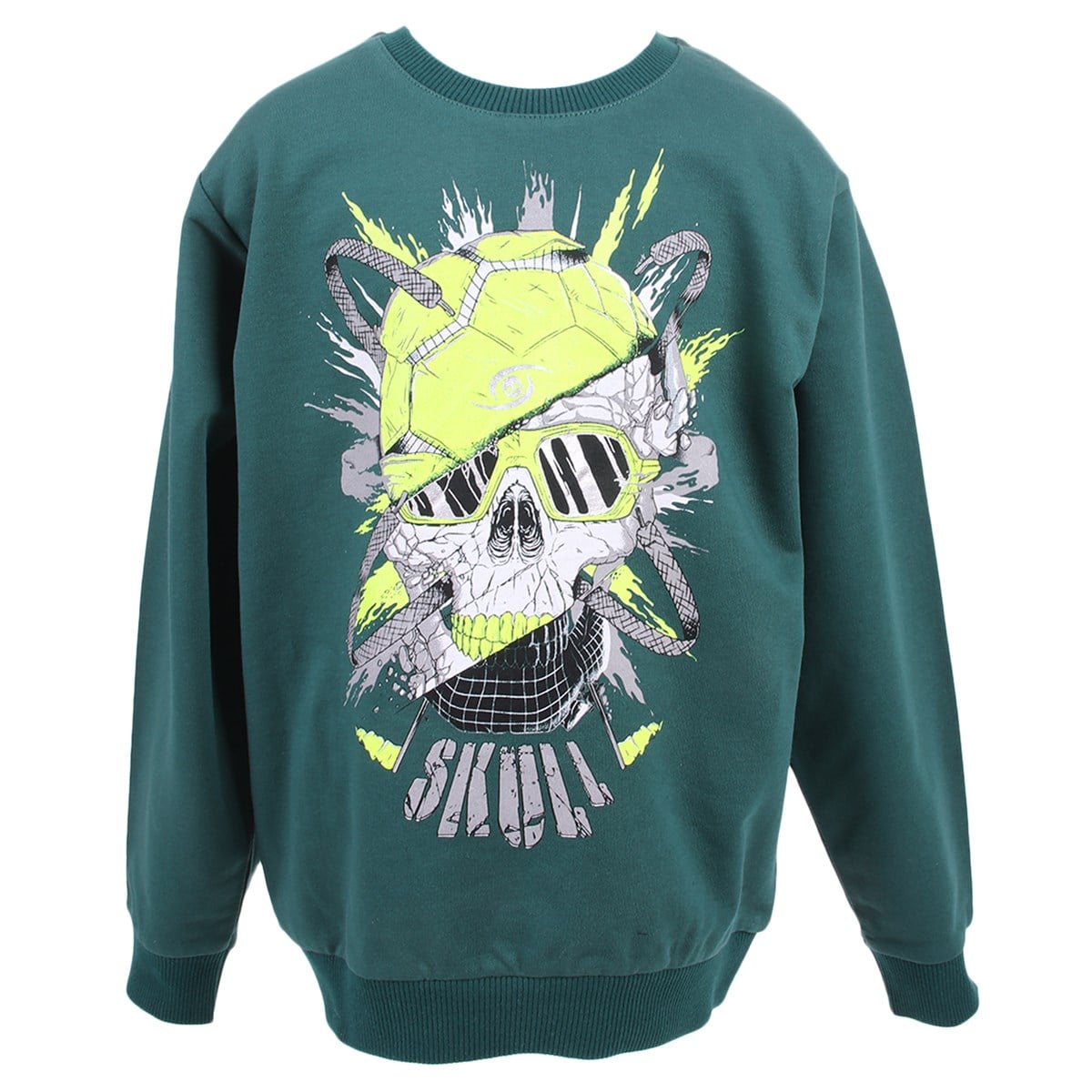 Erkek Çocuk Sweat Kuru Kafalı Yeşil (8-14 Yaş)