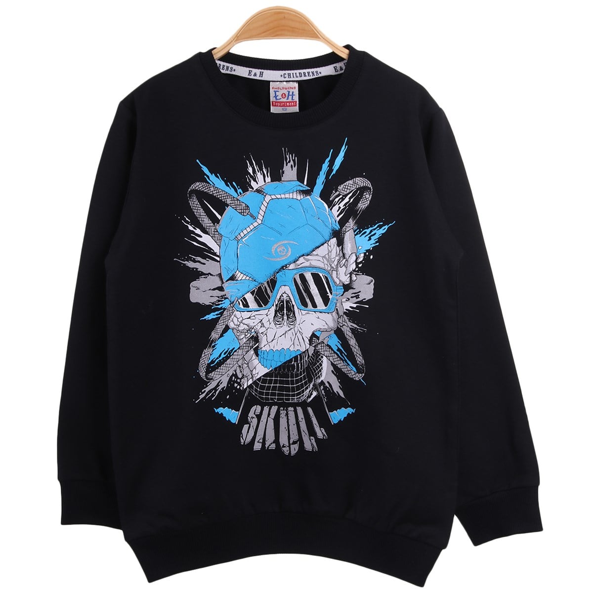 Erkek Çocuk Sweat Kuru Kafalı Siyah (8-14 Yaş)
