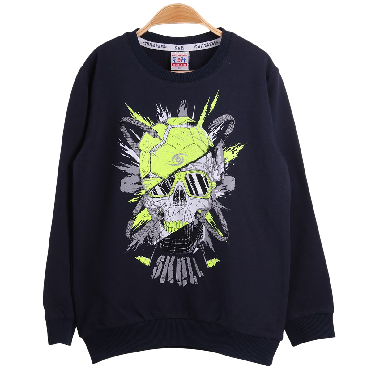 Erkek Çocuk Sweat Kuru Kafalı Lacivert (10 Yaş)
