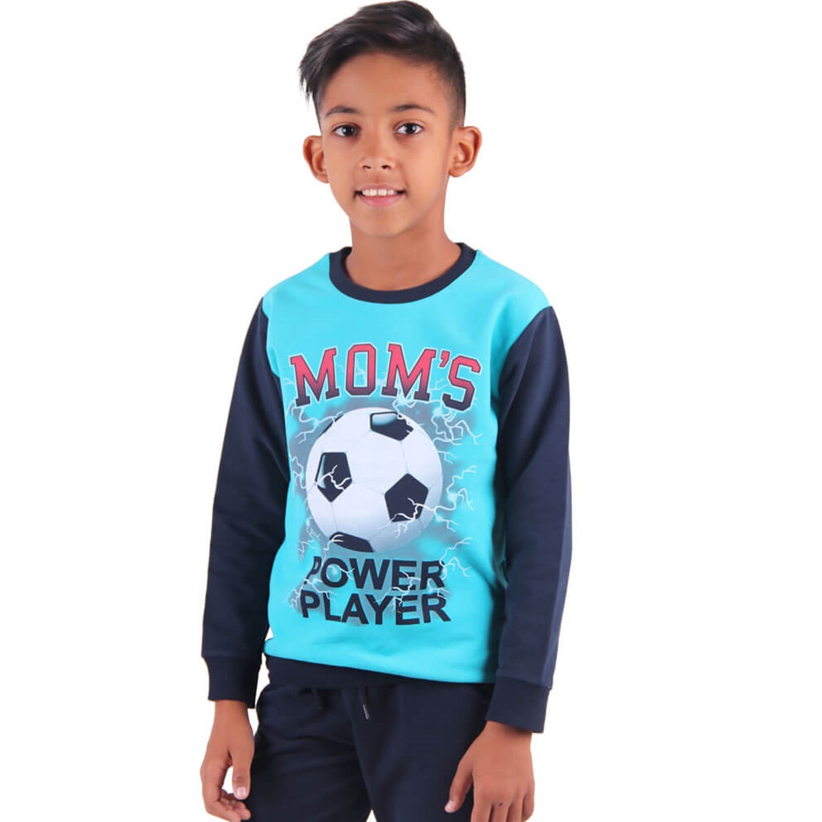 Erkek Çocuk Sweatshirt Futbollu Mavi-Lacivert (5-10 Yaş)