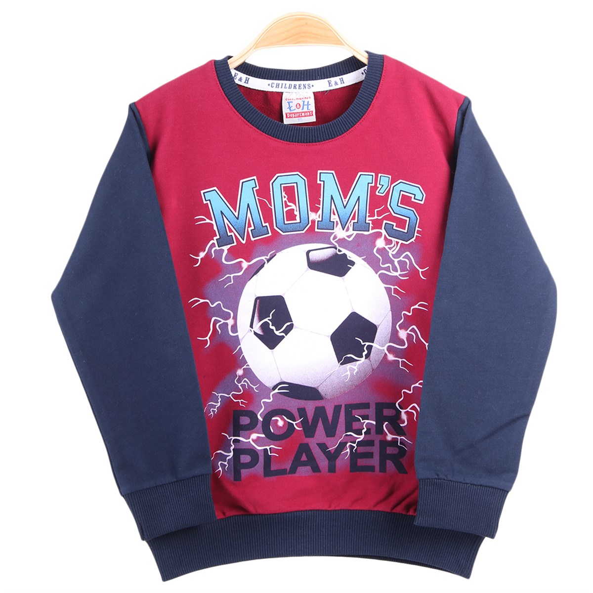 Erkek Çocuk Sweatshirt Futbollu Kırmızı-Lacivert (5-10 Yaş)