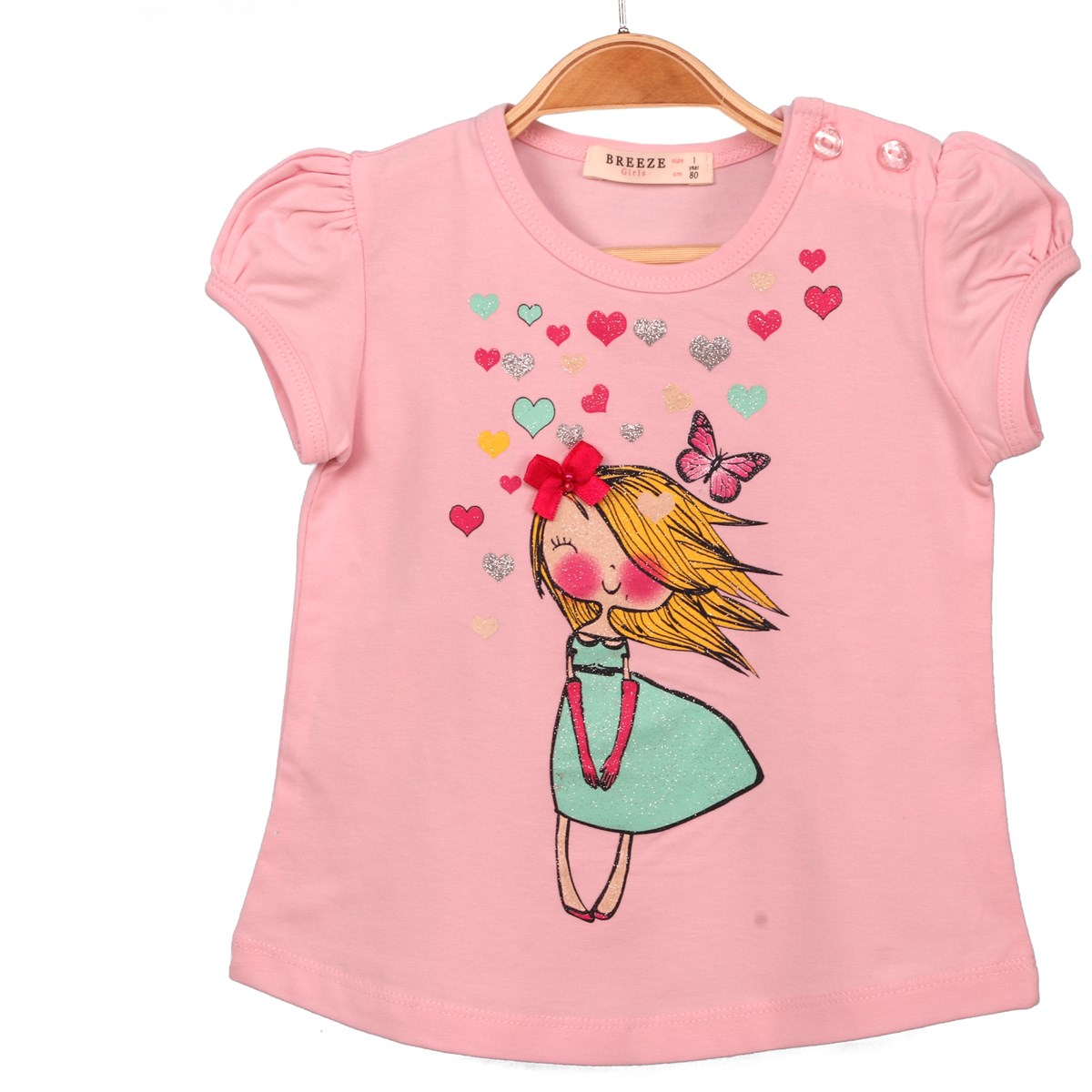 Kız Bebek Tişört Kız Baskılı Pembe (1 Yaş)