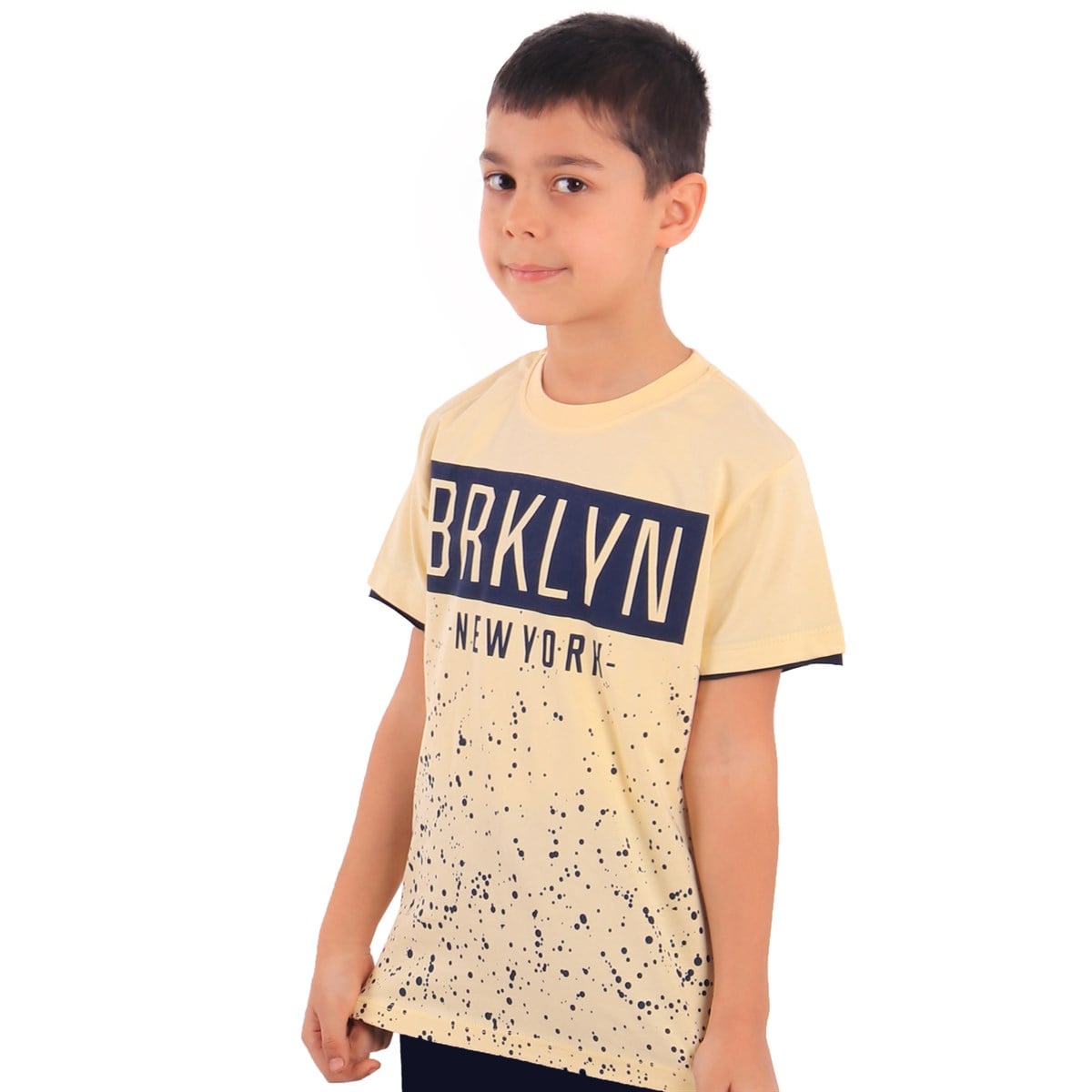 Erkek Çocuk Tişört Baskılı Sarı (9 Yaş)