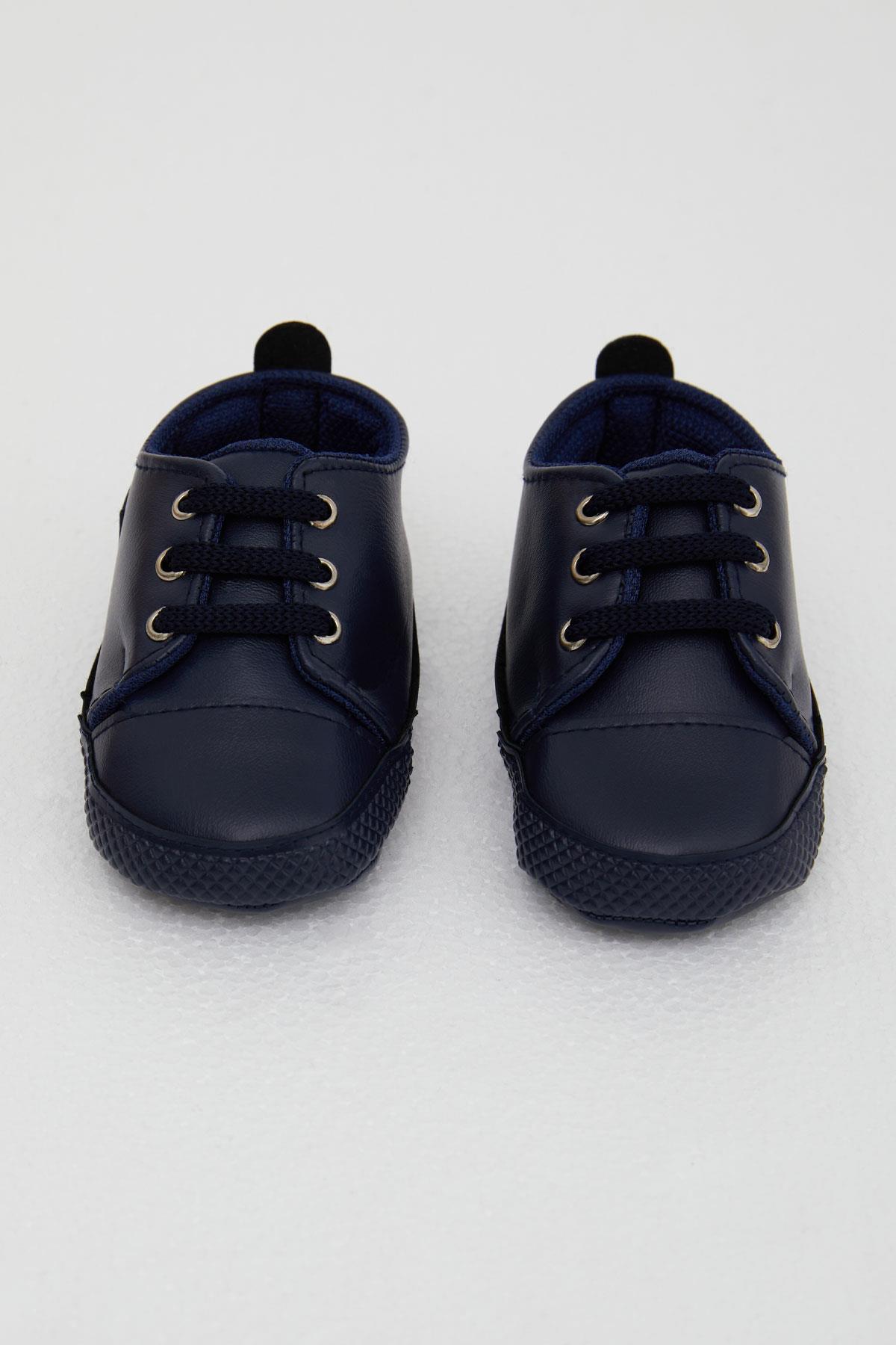 Bebecino Erkek Bebek Patik Ayakkabı Deri Armalı Lacivert (18 Numara-19 Numara)