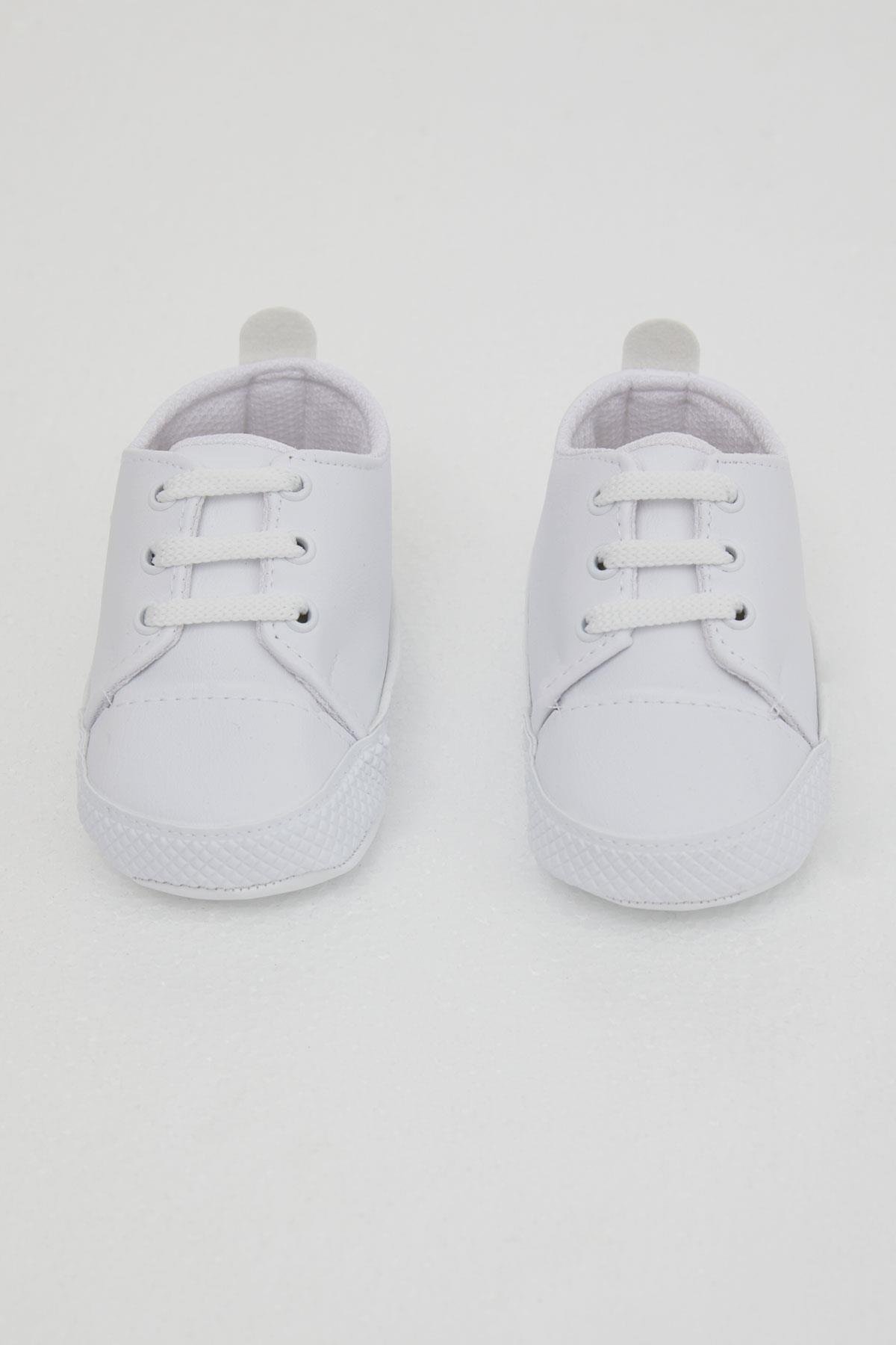 Bebecino Kız Bebek Patik Ayakkabı Deri Armalı Beyaz (18 Numara-19 Numara)