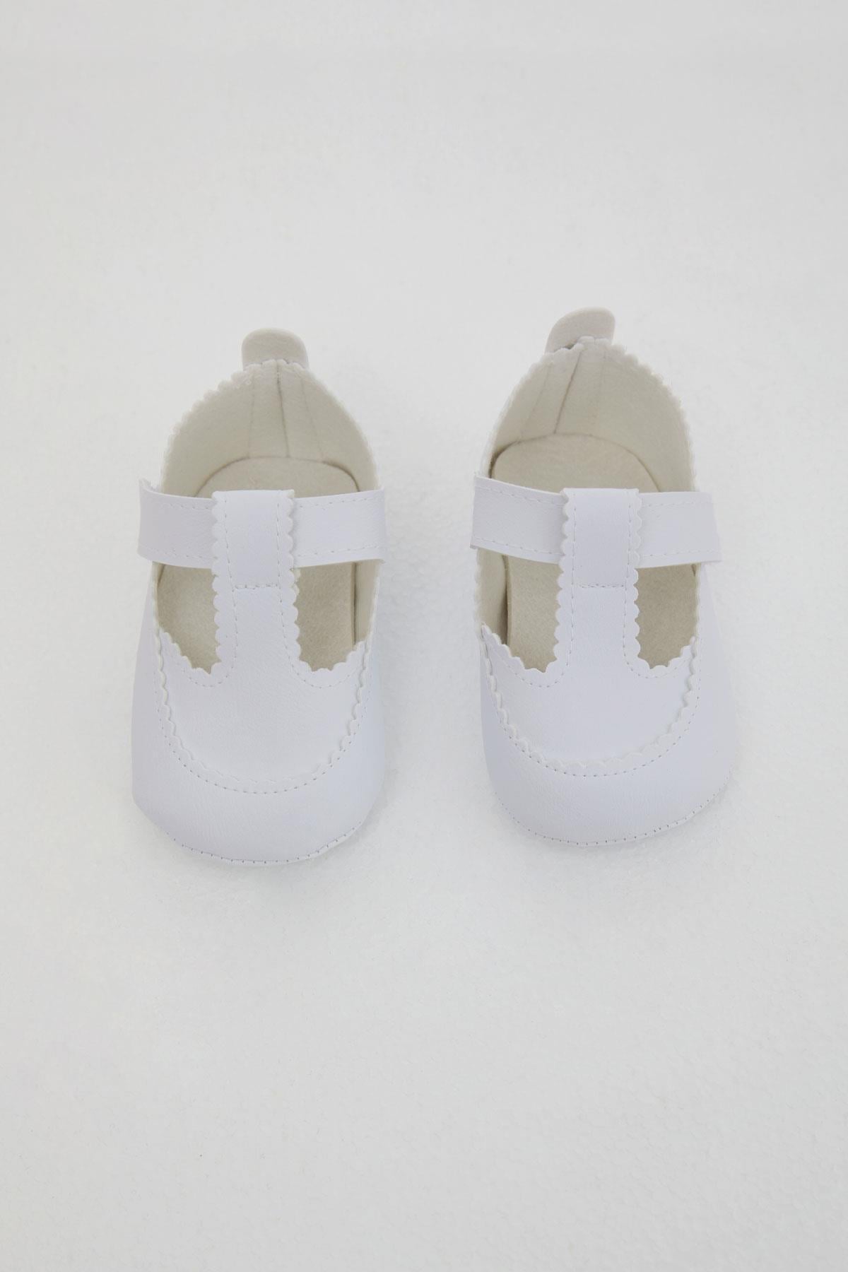 Bebiccino Kız Bebek Patik Ayakkabı Cırtlı Beyaz (18 Numara-19 Numara)