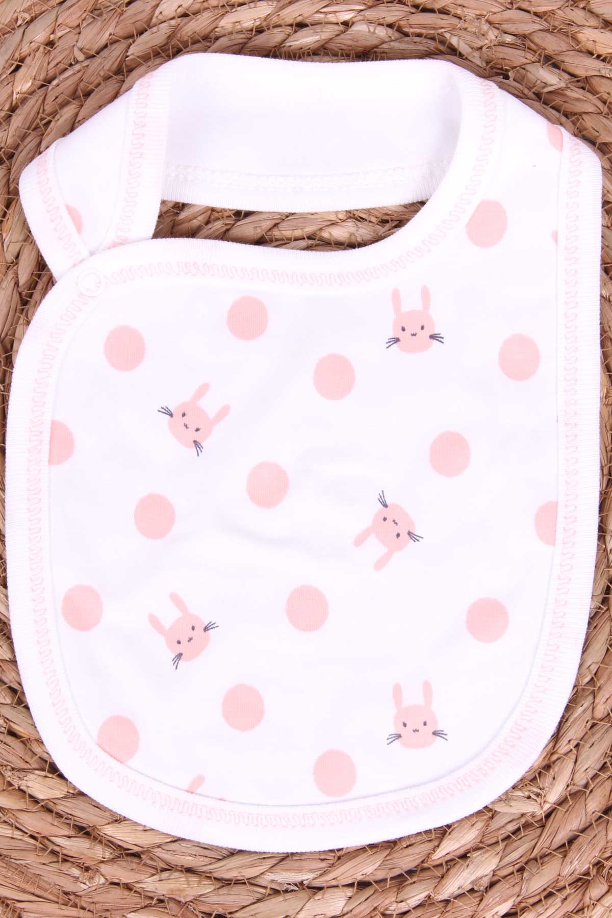 Breeze Bebek Mama Önlüğü Bıyıklı Tavşanck Desenli Ekru (Standart)