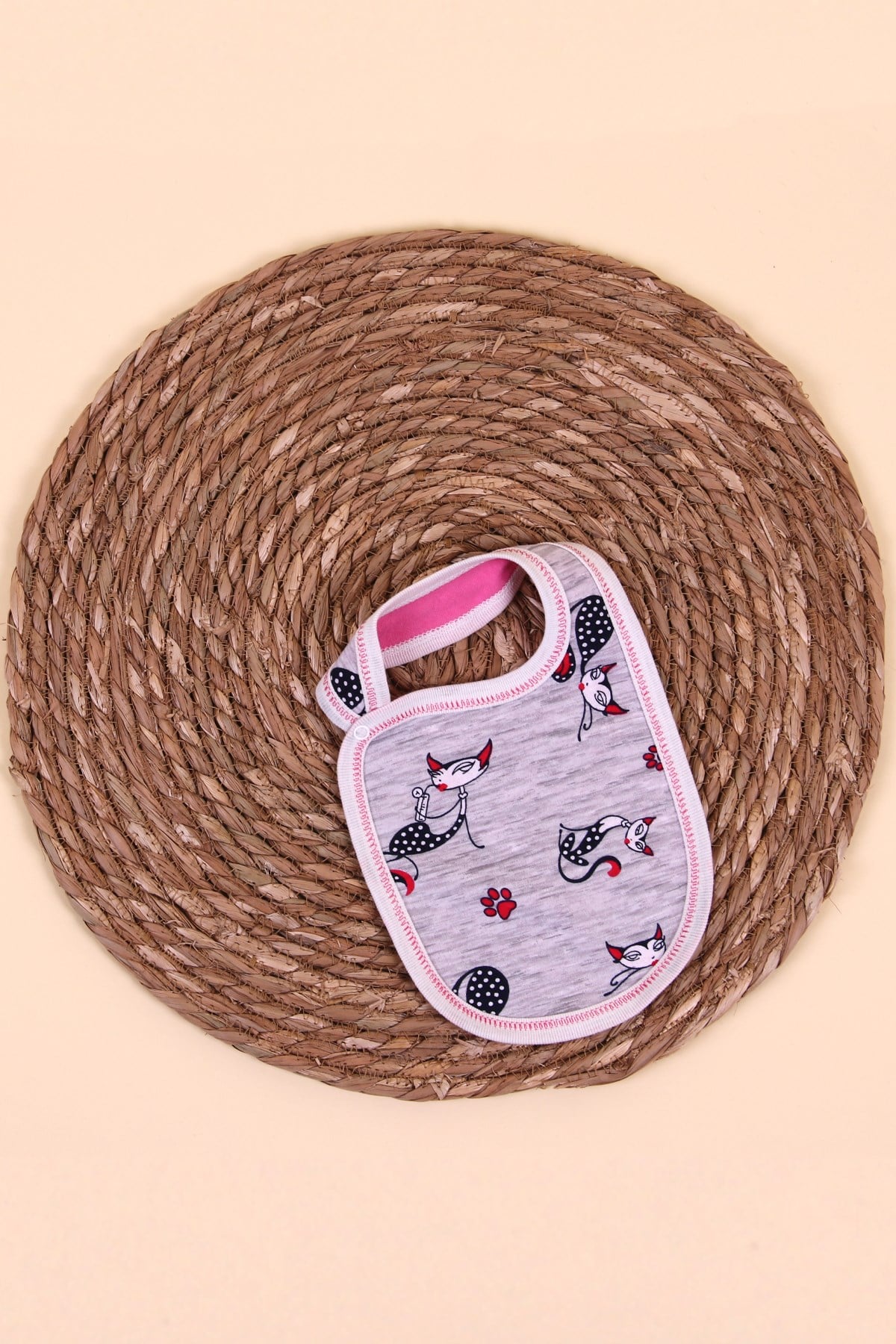 Breeze Bebek Mama Önlüğü Kedili Fuşya Fuşya
