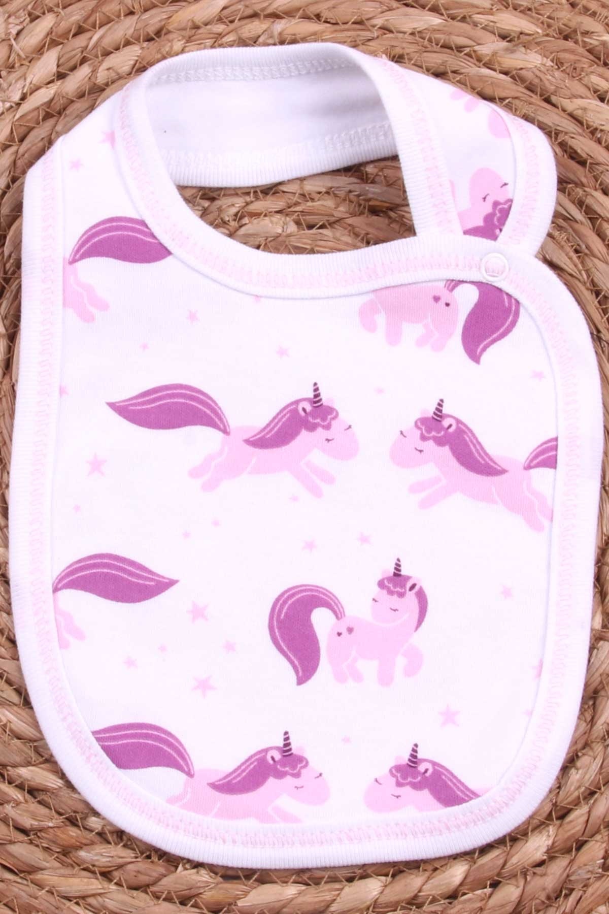 Breeze Bebek Mama Önlüğü Unicorn Desenli Beyaz (Standart)