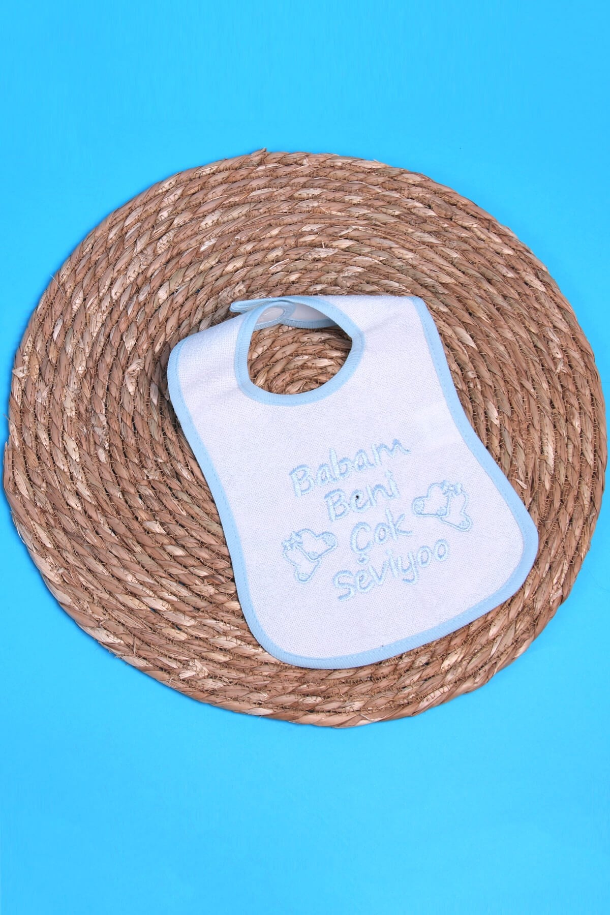 Breeze Bebek Mama Önlüğü Yazılı Mavi (Standart)