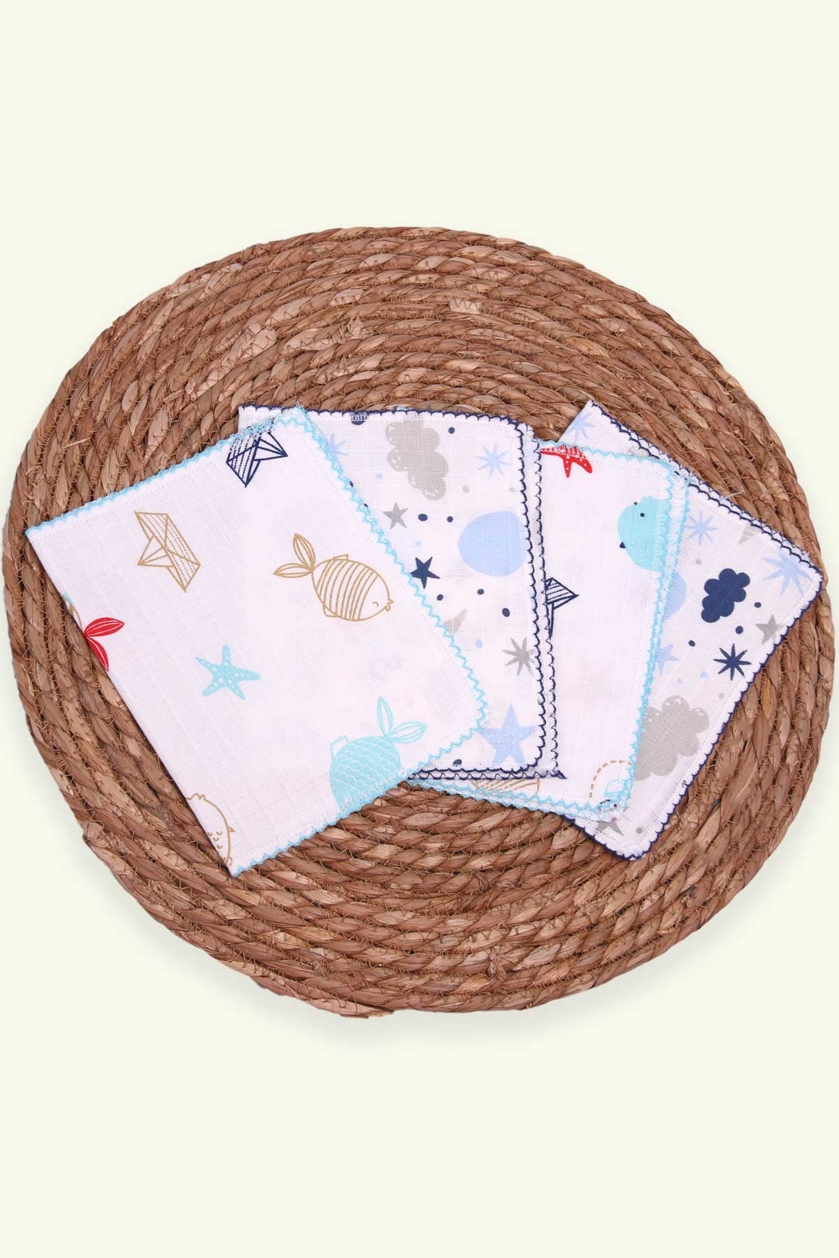 Breeze Bebek Müslin Mendil Desenli Karışık Renk (18 x 30 cm)