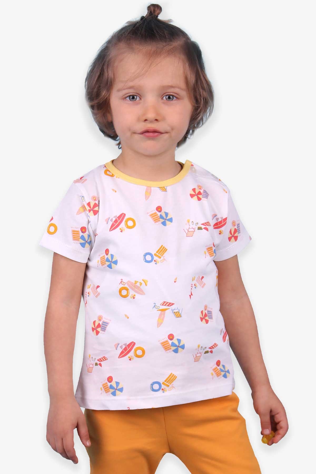 Breeze Bebek Tişört Patlı Desenli Ekru (1-4 Yaş)