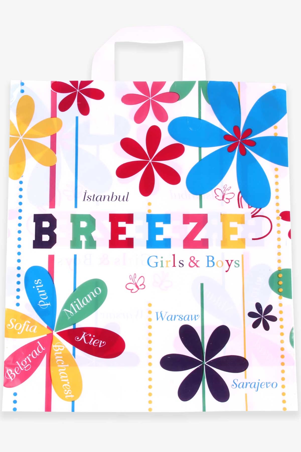 Breeze Breeze Alışveriş Poşeti Çiçek Desenli Beyaz (33 x 40 cm)