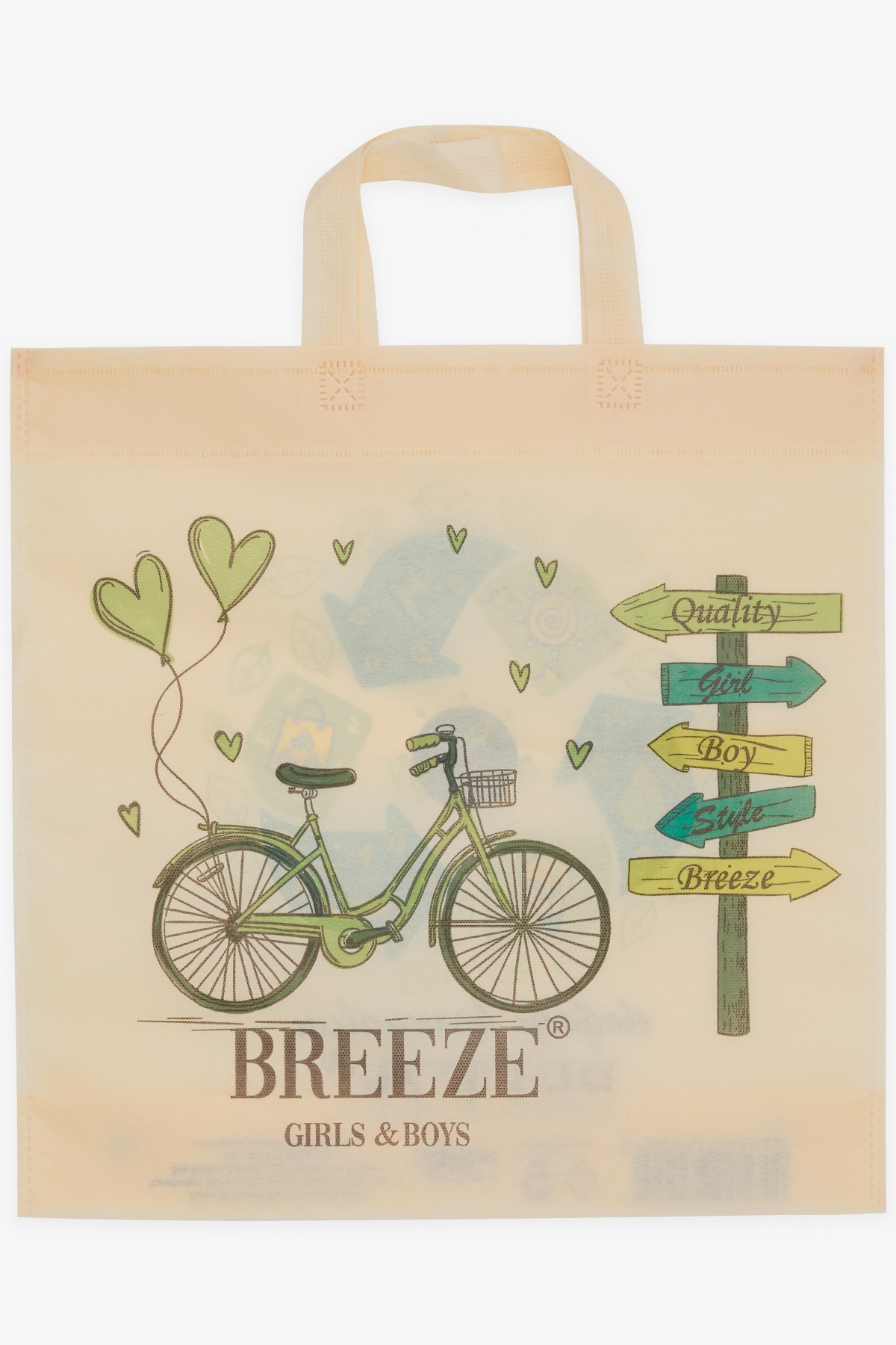 Breeze Breeze Bez Alışveriş Çantası Bisiklet Baskılı Krem (39 x 40 cm) Krem