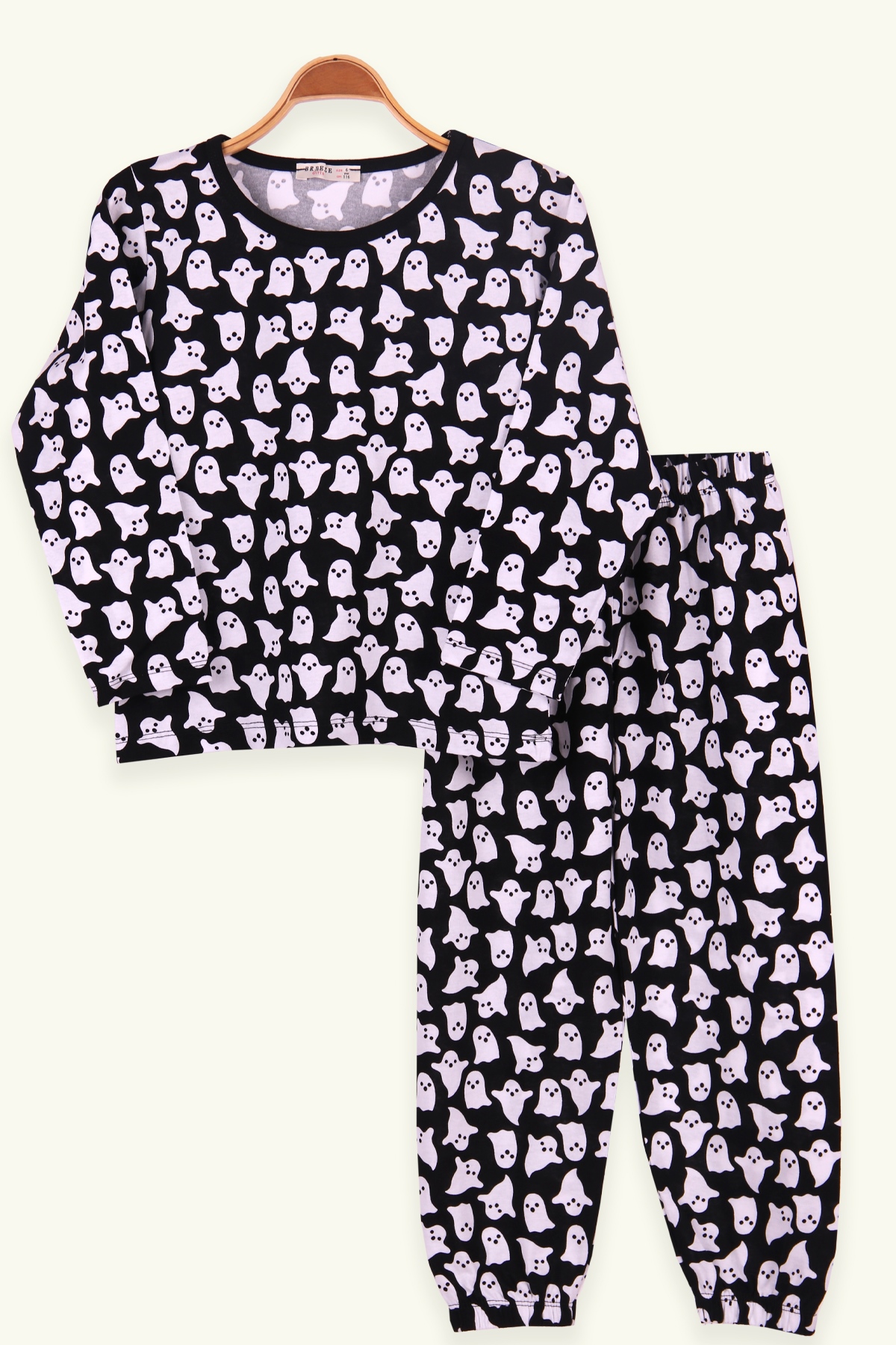 Breeze Çocuk Pijama Takımı Hayalet Desenli Siyah (6-10 Yaş)