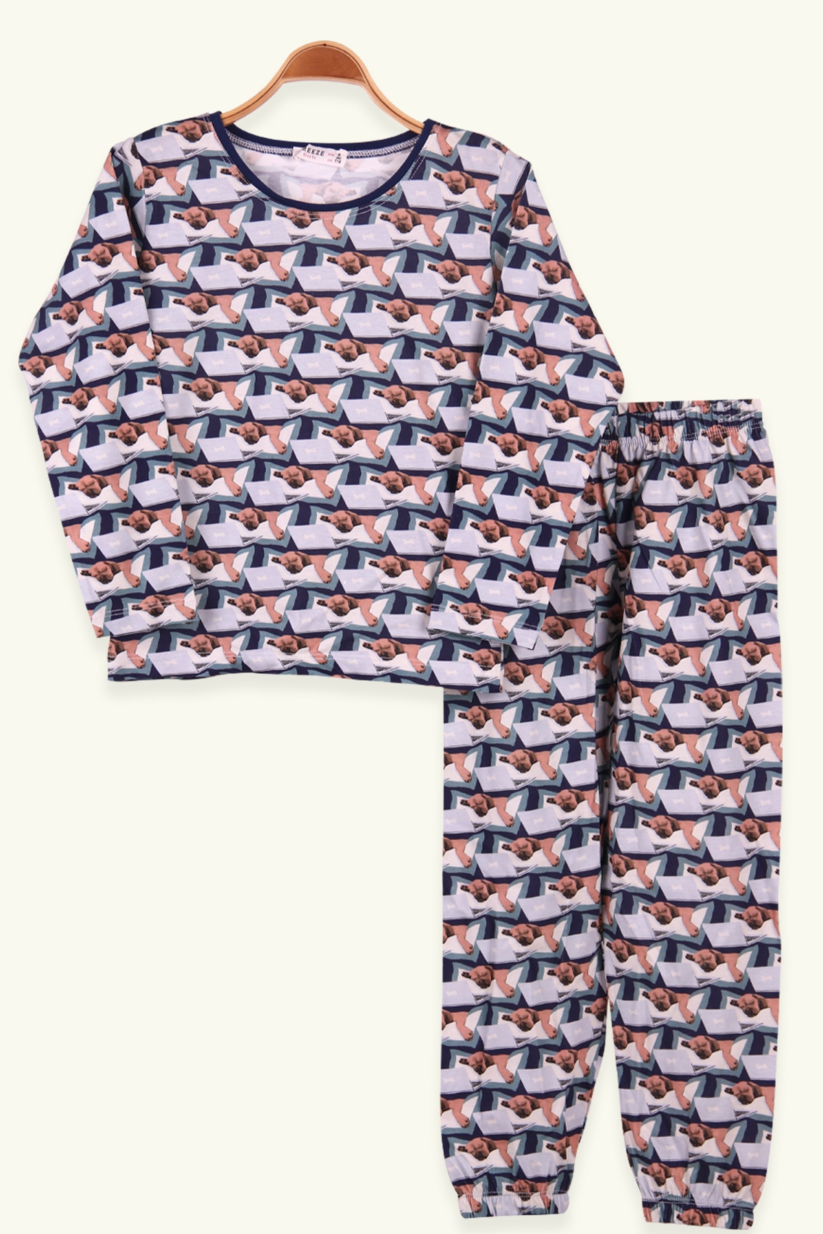 Breeze Çocuk Pijama Takımı Köpek Desenli Lacivert (6-10 Yaş)