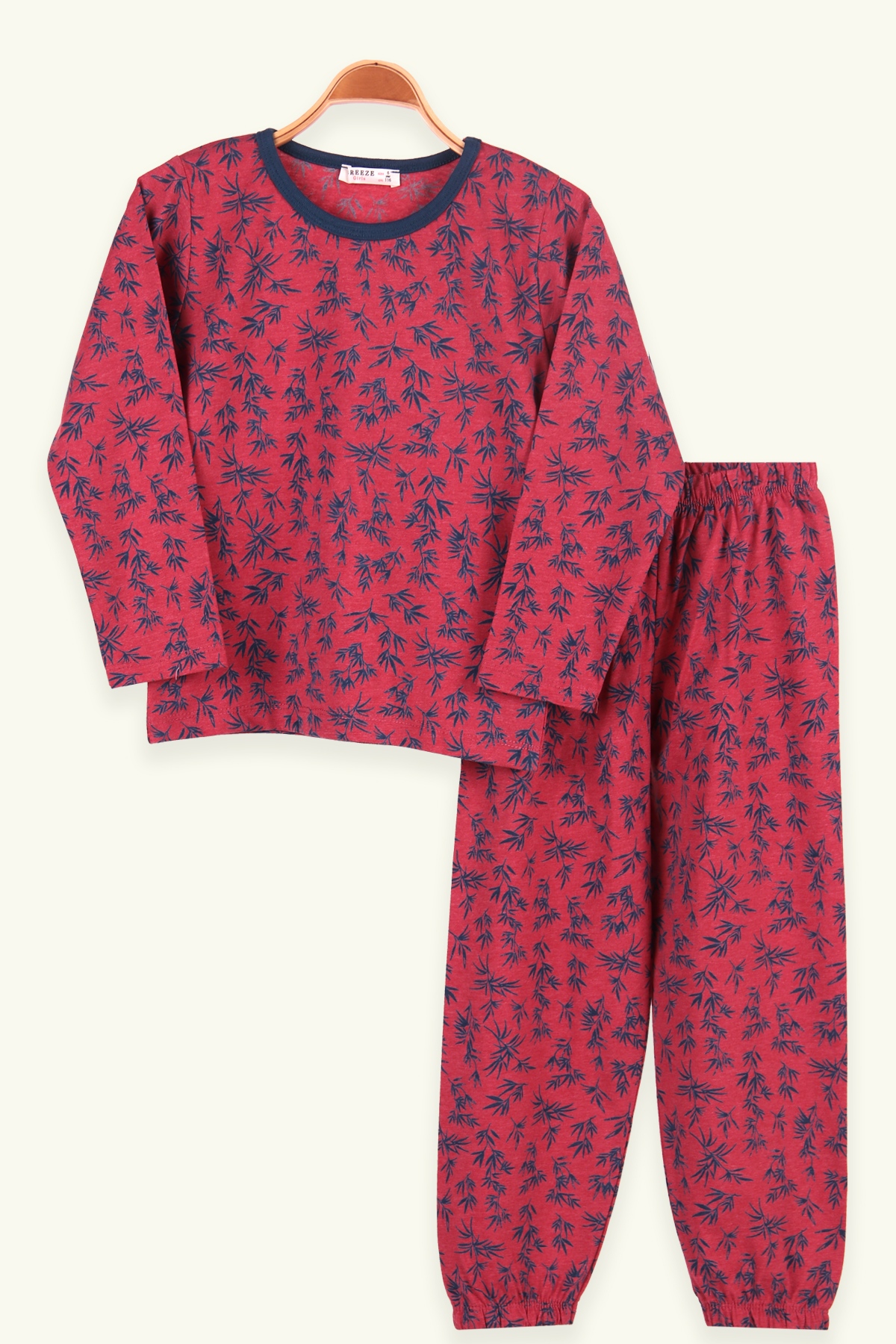Breeze Çocuk Pijama Takımı Yaprak Desenli Bordo (6-10 Yaş)