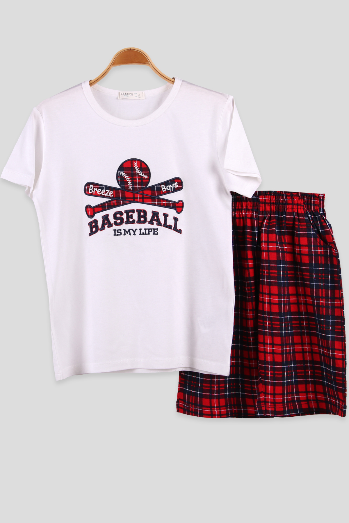 Breeze Erkek Basebal Nakışlı Takım Kırmızı (6-12 Yaş)