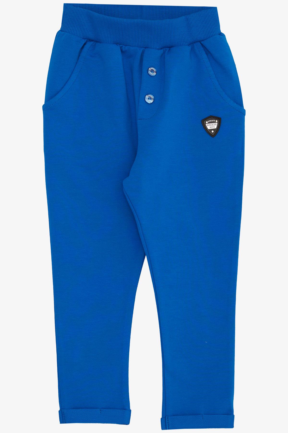 Breeze Erkek Bebek Alt Düğme Aksesuarlı Armalı Cepli Saks Mavisi (9 Ay-3 Yaş)