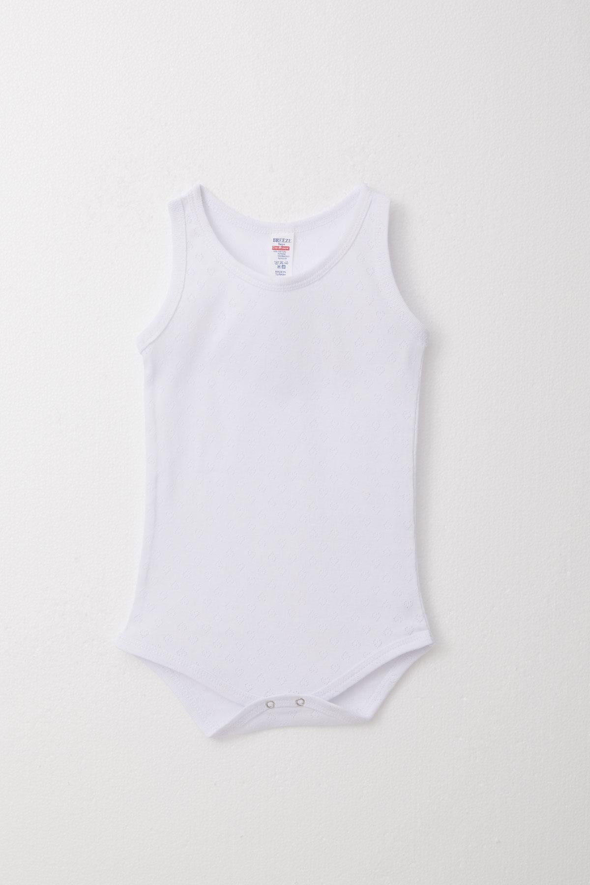 Breeze Erkek Bebek Çıtçıtlı Atlet Zıbın Body Jakarlı Kalp Desenli Beyaz (9 Ay-3 Yaş)