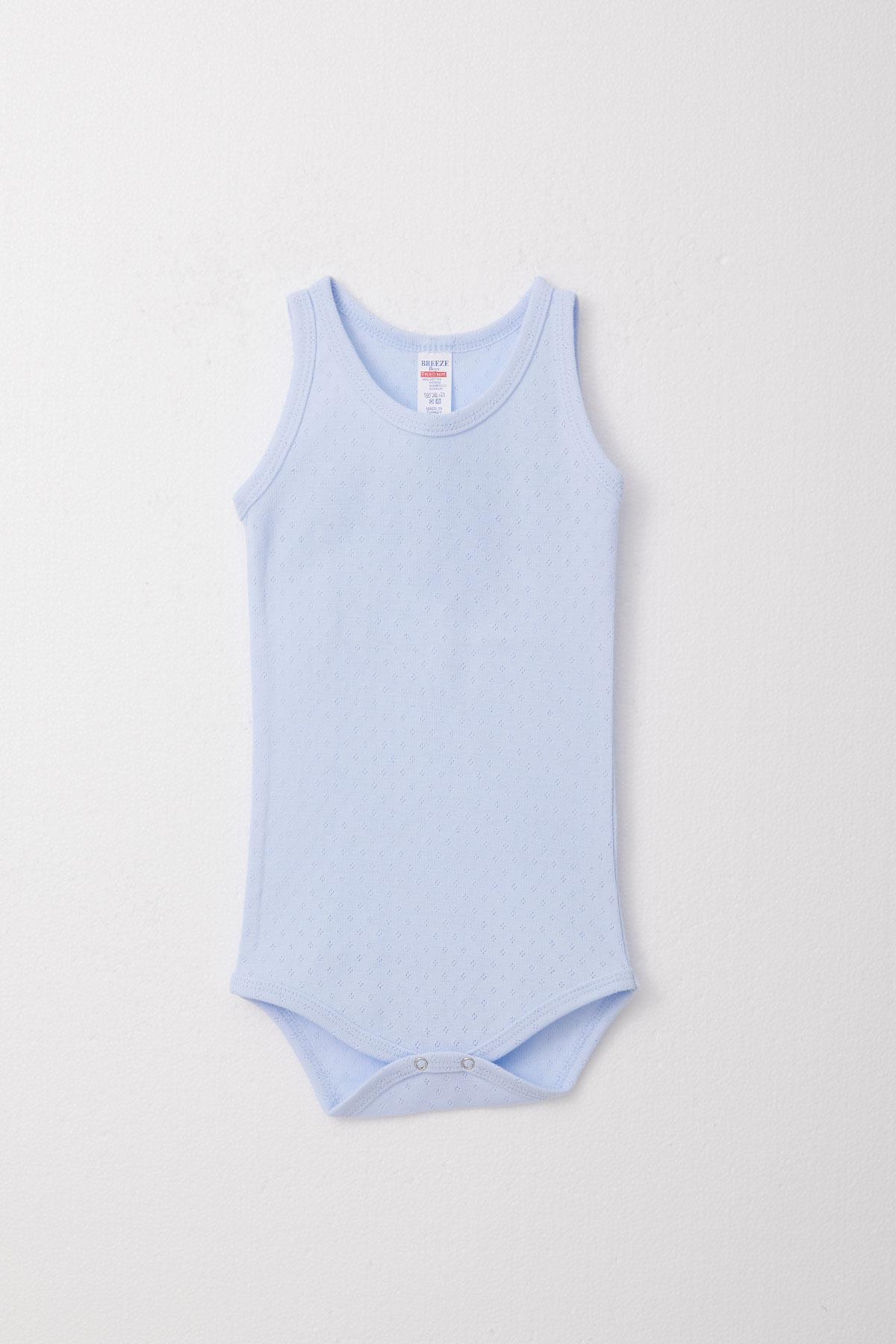 Breeze Erkek Bebek Çıtçıtlı Atlet Zıbın Body Jakarlı Açık Mavi (9 Ay-3 Yaş)