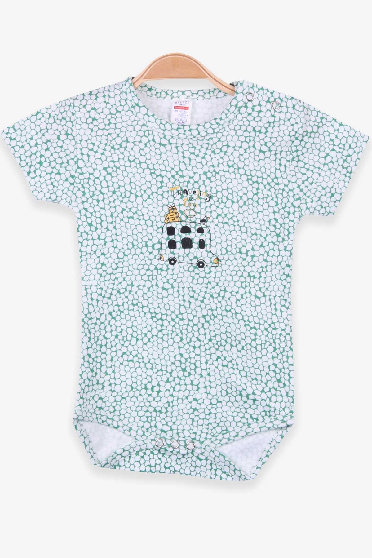 Breeze Erkek Bebek Çıtçıtlı Body Araba Baskılı Yeşil (9 Ay-3 Yaş)