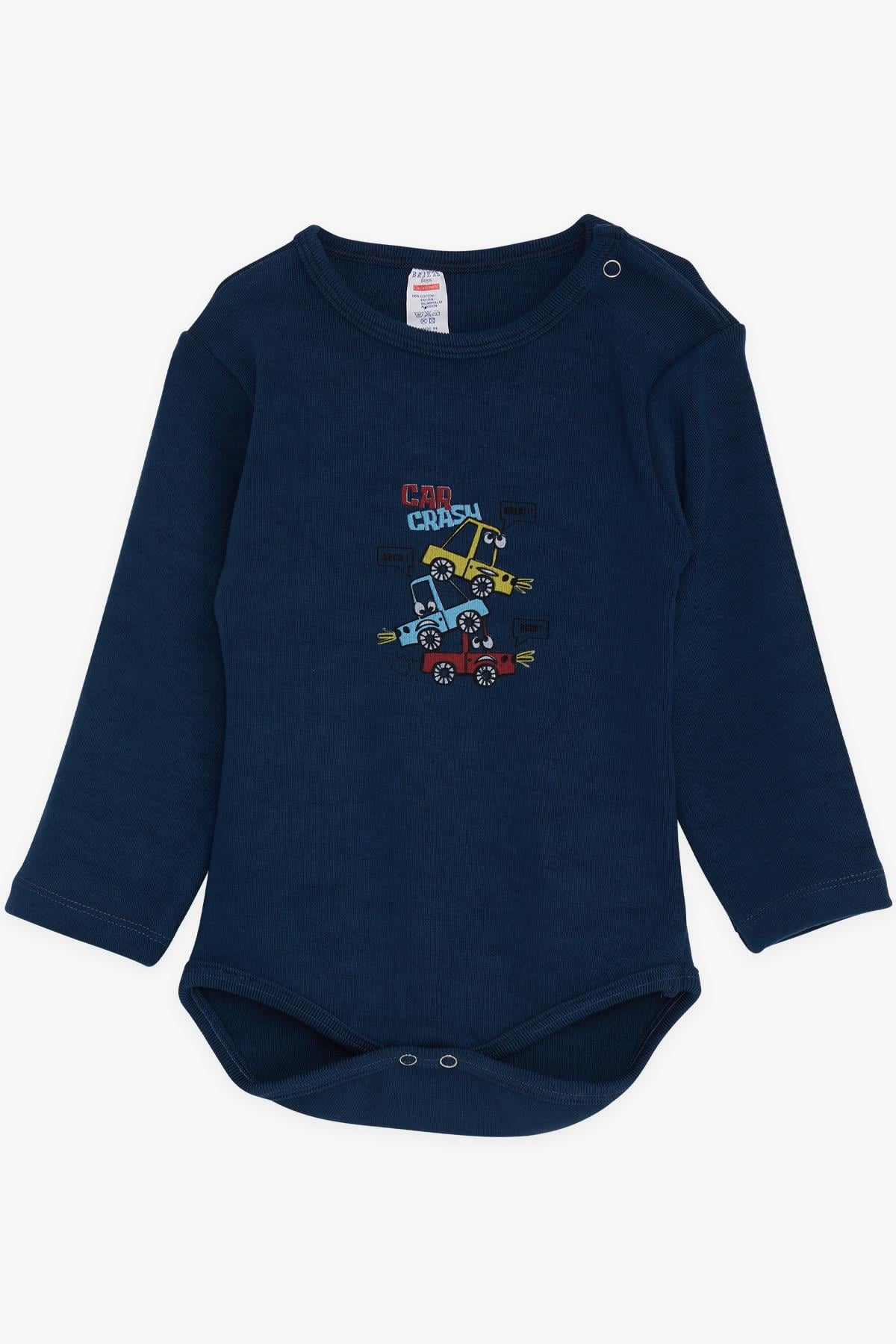 Breeze Erkek Bebek Çıtçıtlı Body Araba Baskılı Lacivert (9 Ay-3 Yaş)