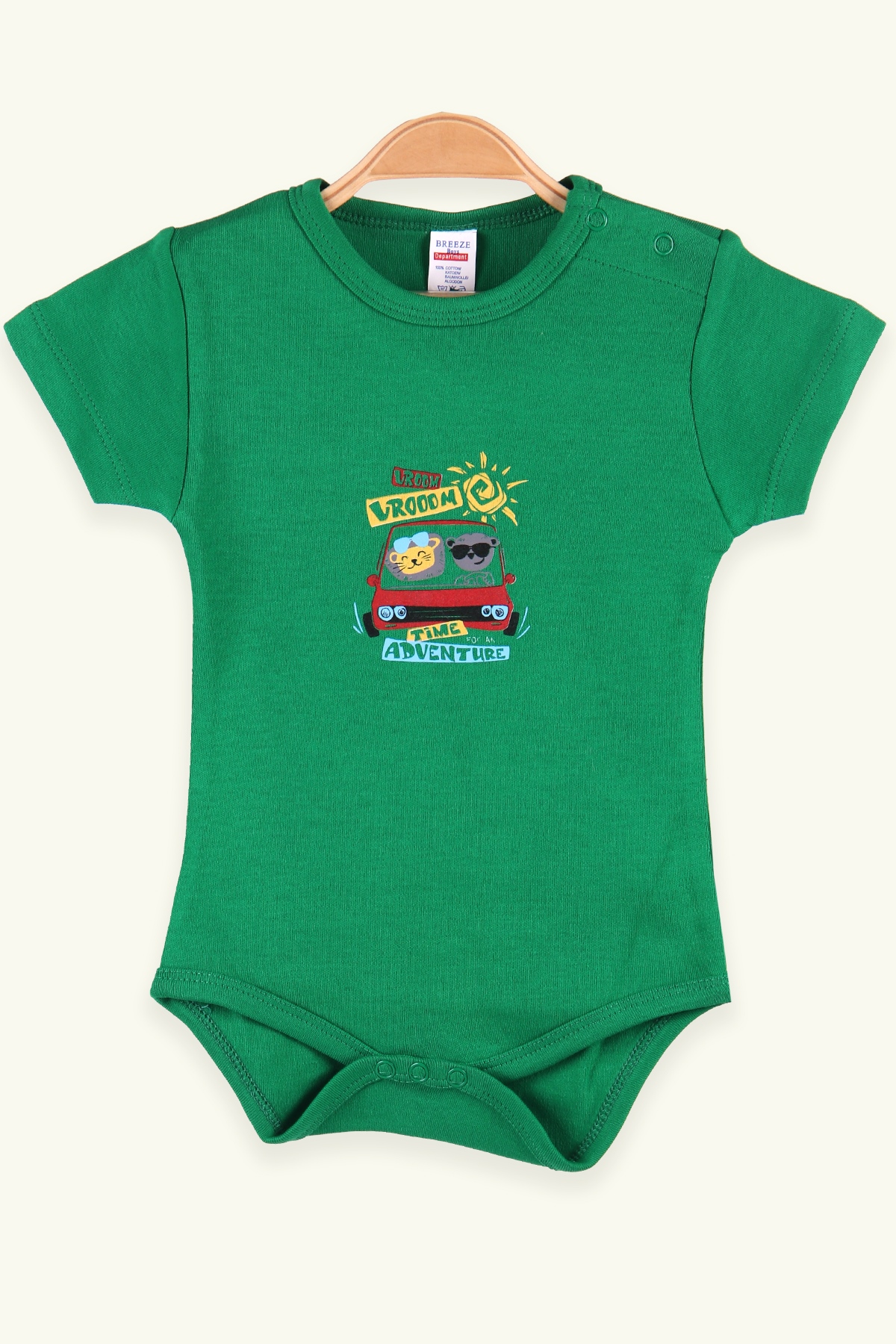 Breeze Erkek Bebek Çıtçıtlı Body Arabalı Yeşil (9 Ay-3 Yaş)