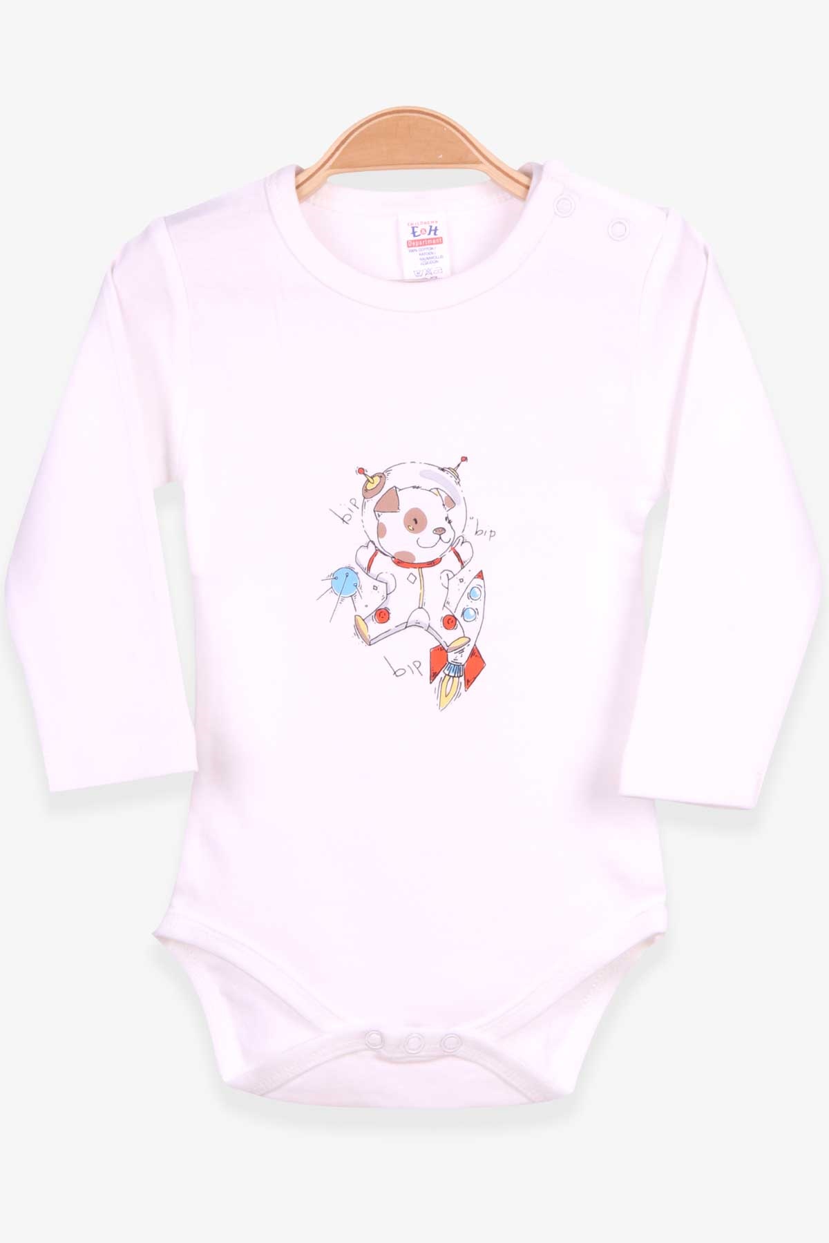 Breeze Erkek Bebek Çıtçıtlı Body Astronot Köpek Baskılı Ekru (9 Ay-3 Yaş)