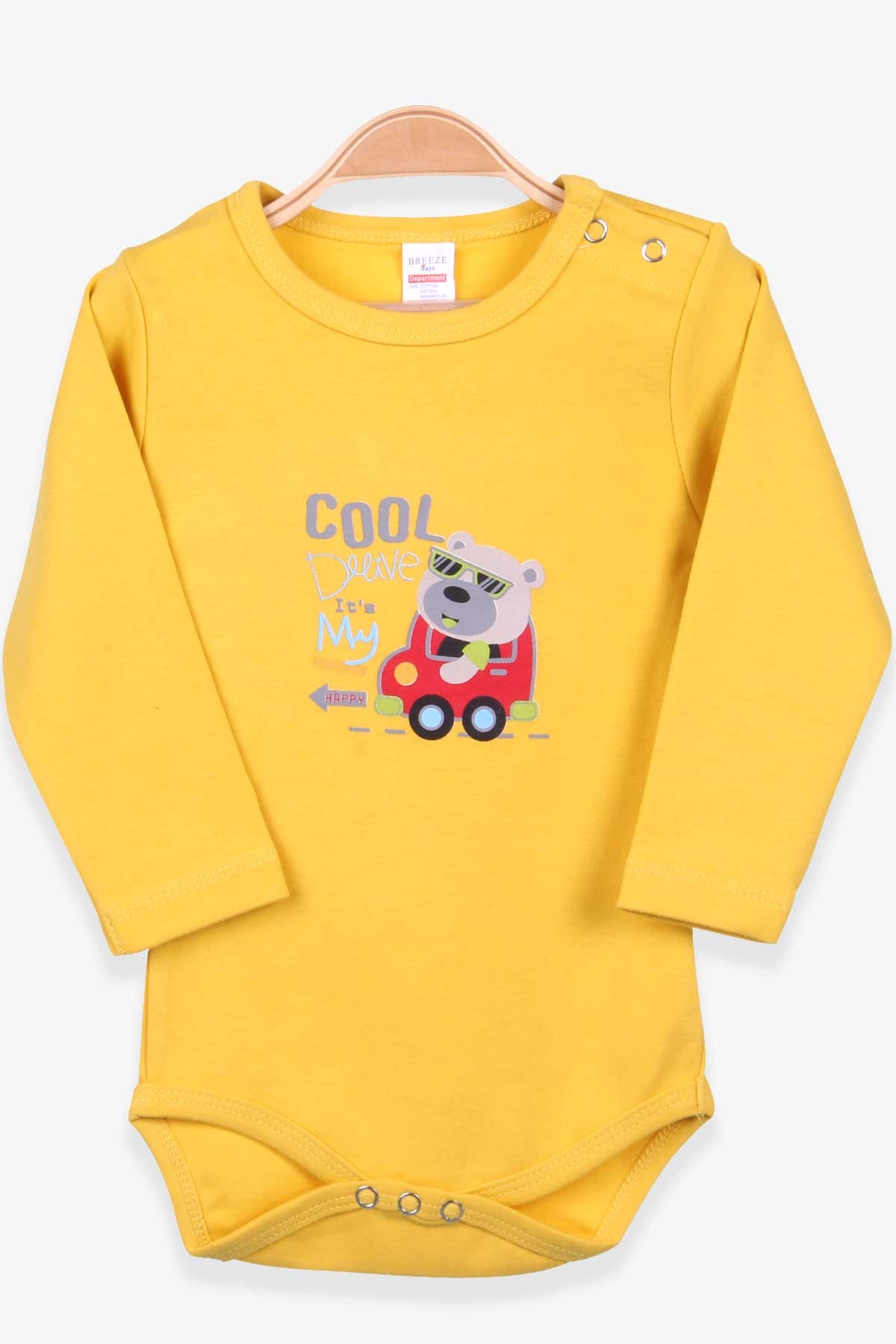 Breeze Erkek Bebek Çıtçıtlı Body Ayıcık Baskılı Hardal Sarı (9 Ay-3 Yaş)