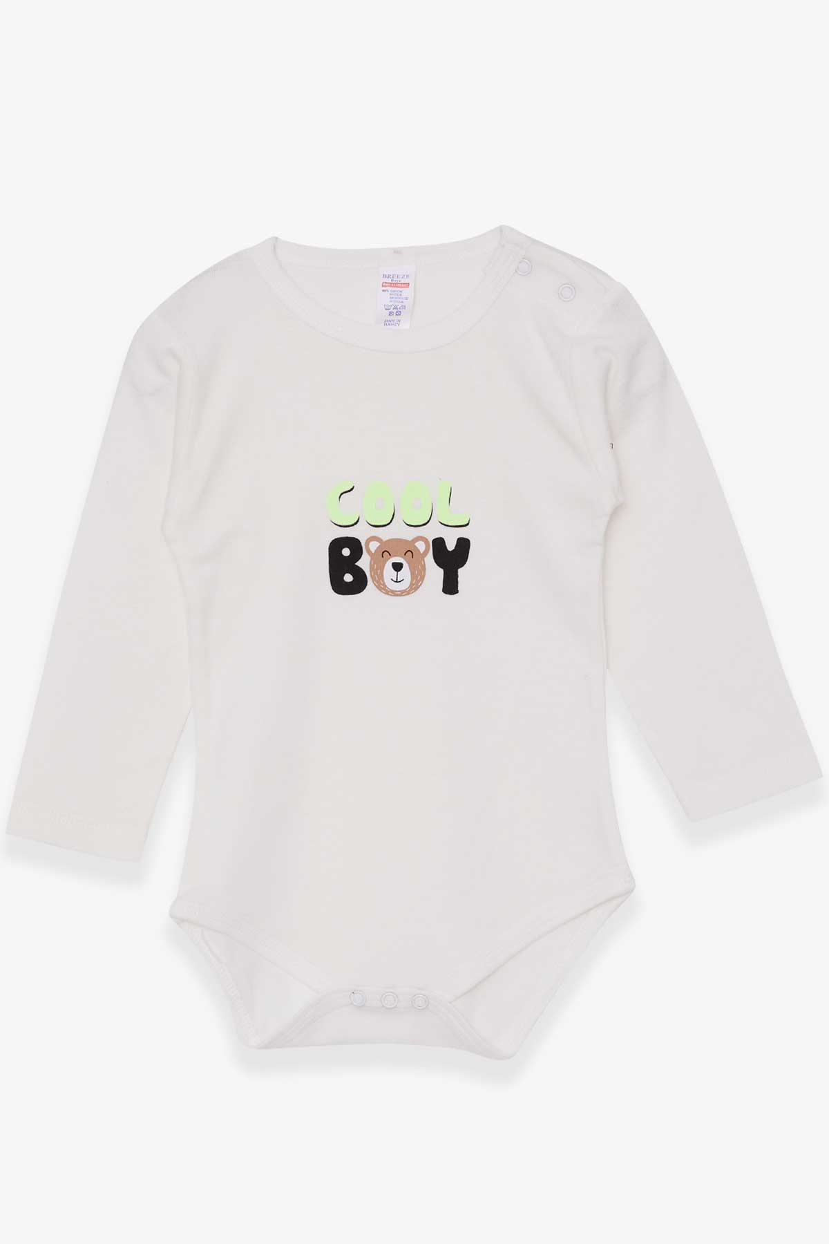 Breeze Erkek Bebek Çıtçıtlı Body Ayıcık Baskılı Ekru (9 Ay-3 Yaş)