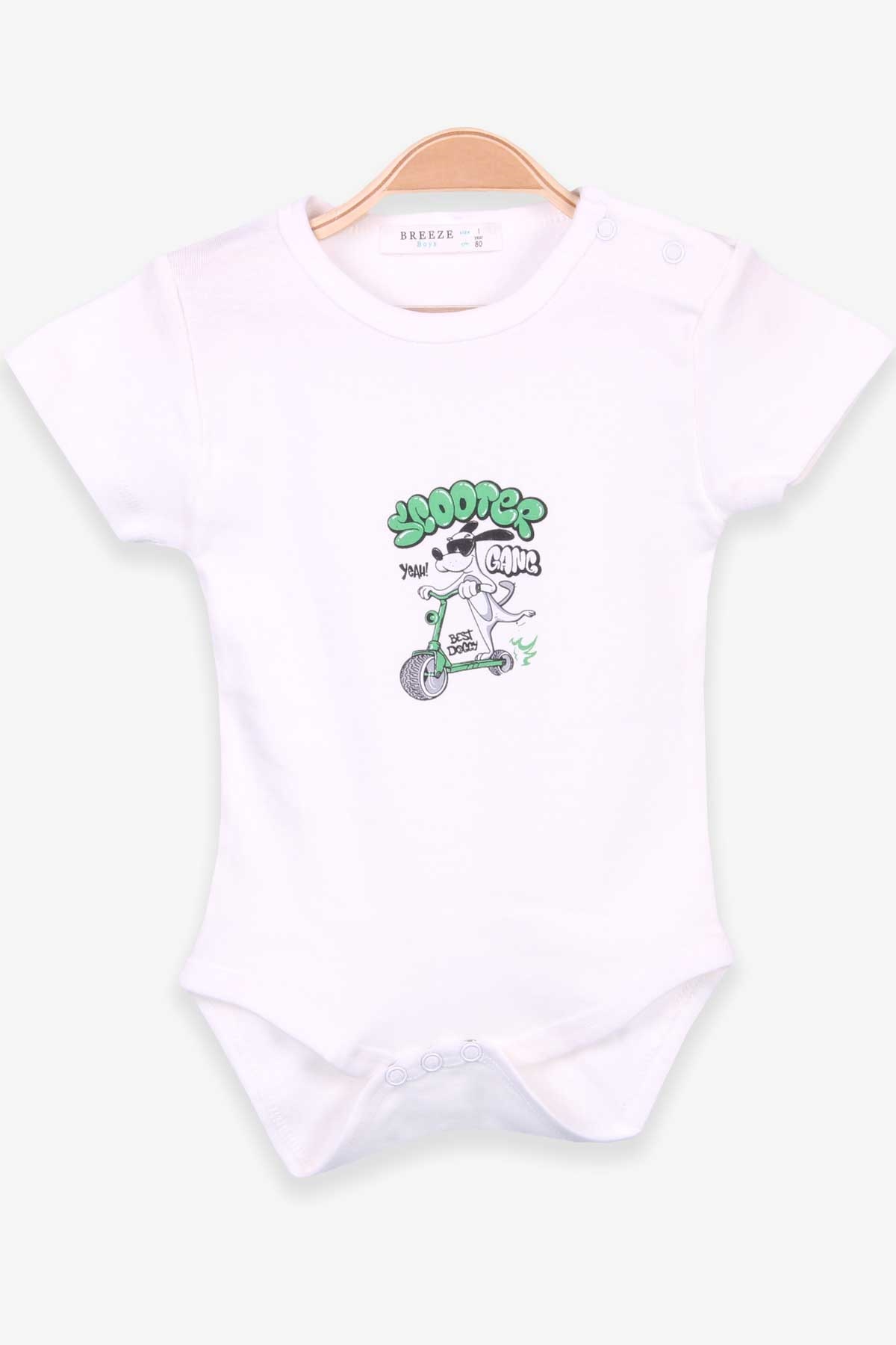 Breeze Erkek Bebek Çıtçıtlı Body Baskılı Ekru (9 Ay-3 Yaş)