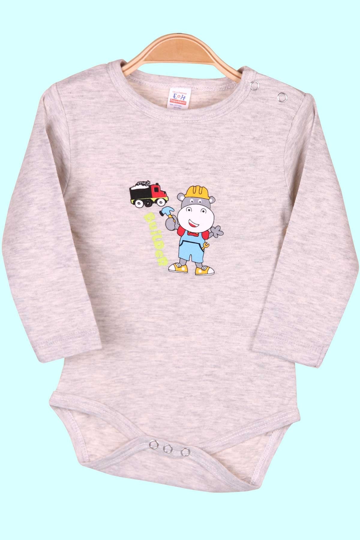 Breeze Erkek Bebek Çıtçıtlı Body Baskılı Bej (9 Ay-3 Yaş)