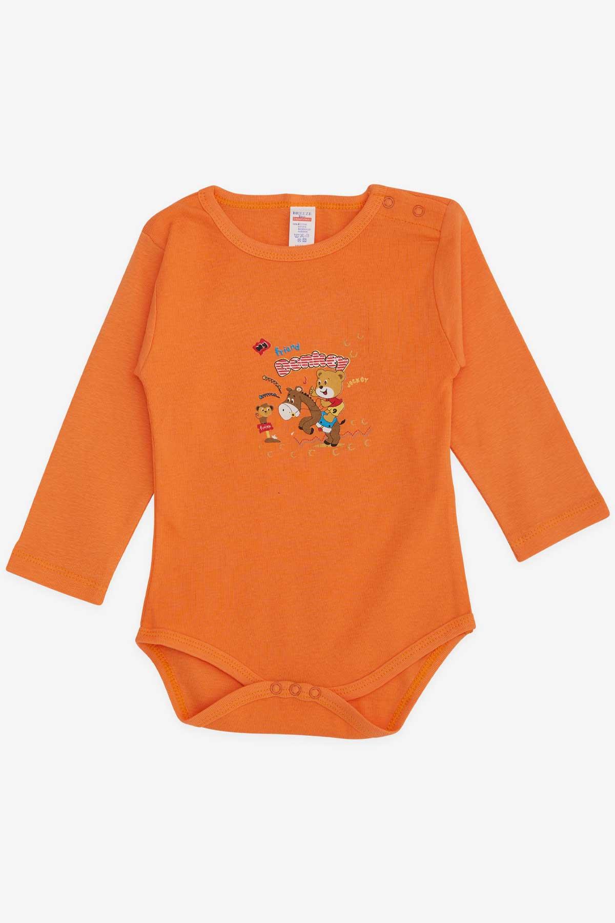 Breeze Erkek Bebek Çıtçıtlı Body Baskılı Turuncu (1-3 Yaş)