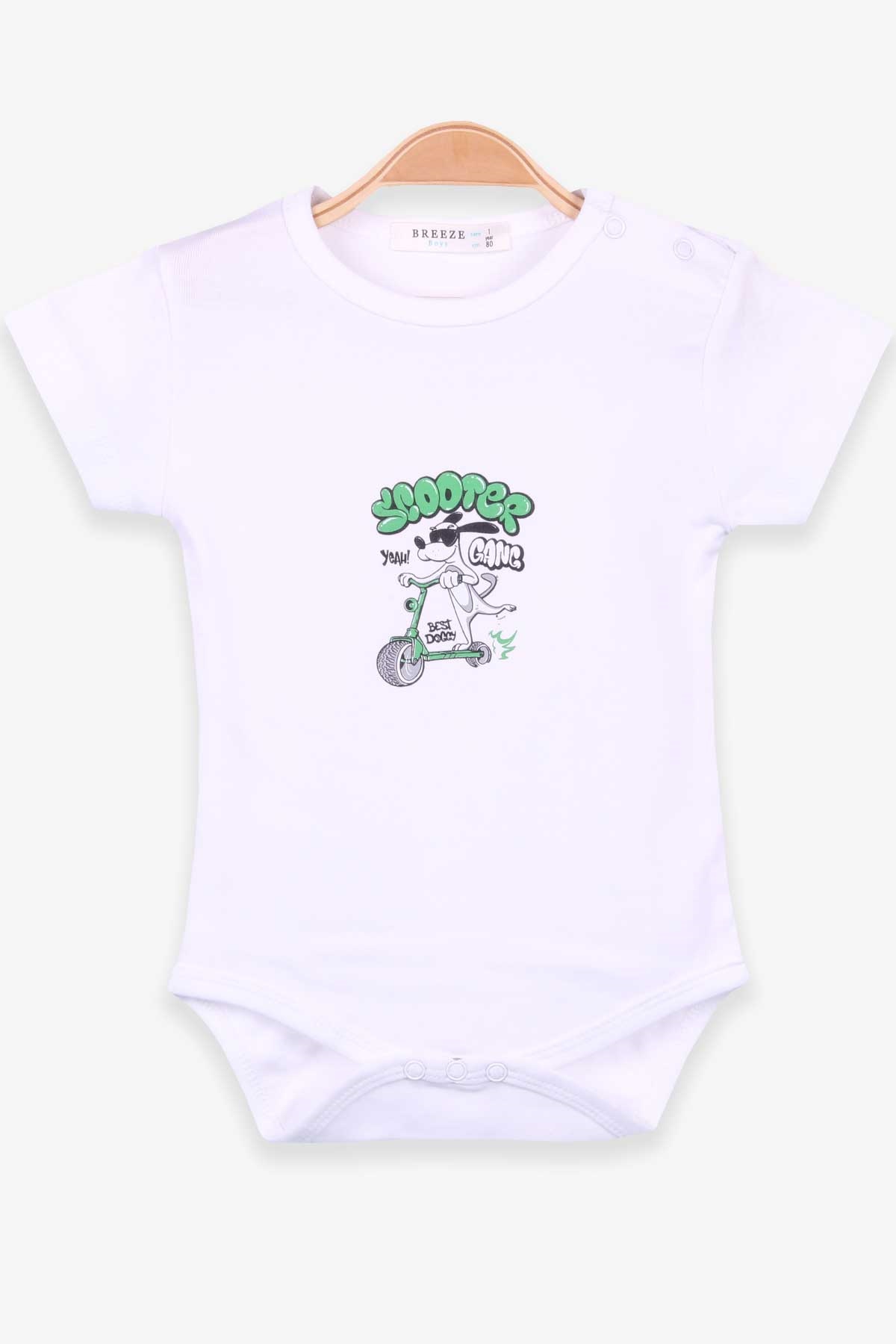 Breeze Erkek Bebek Çıtçıtlı Body Baskılı Beyaz (9 Ay-3 Yaş)