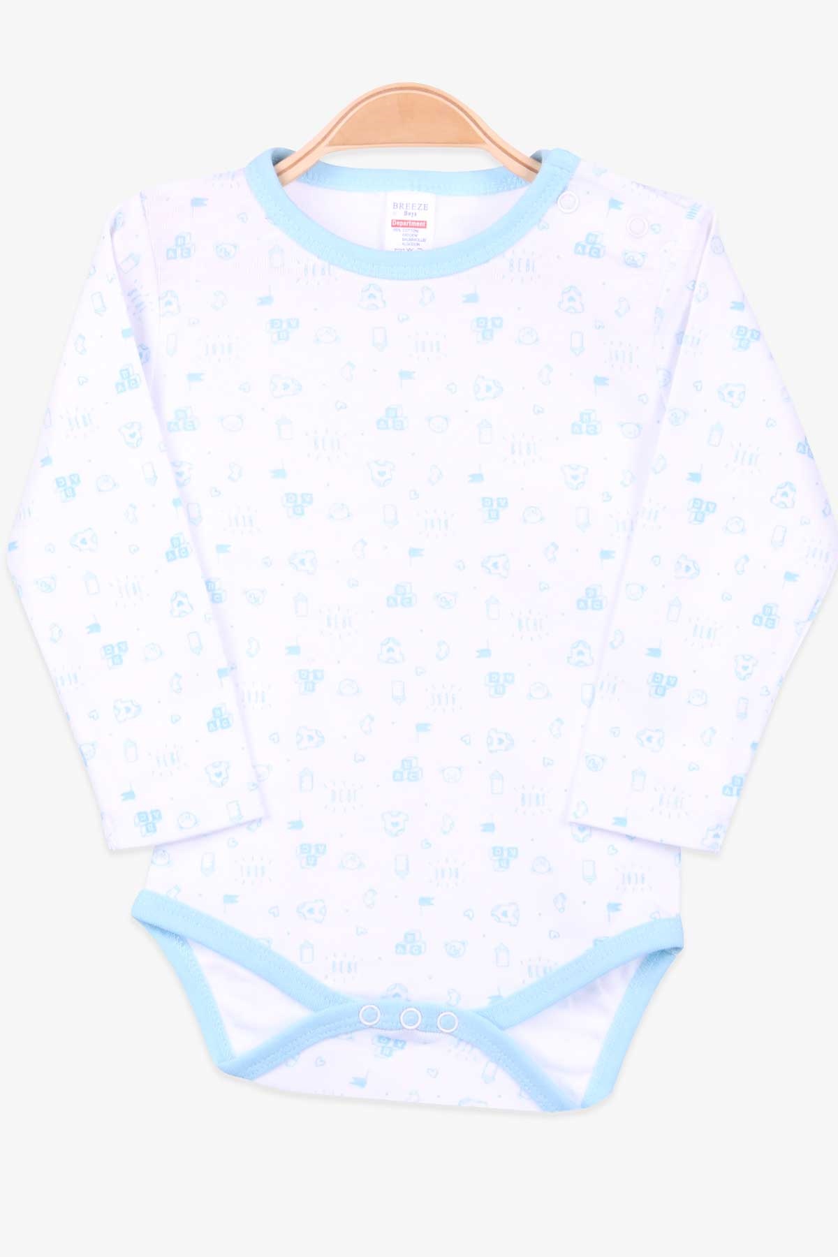 Breeze Erkek Bebek Çıtçıtlı Body Baskılı Desenli Beyaz (9 Ay-3 Yaş)