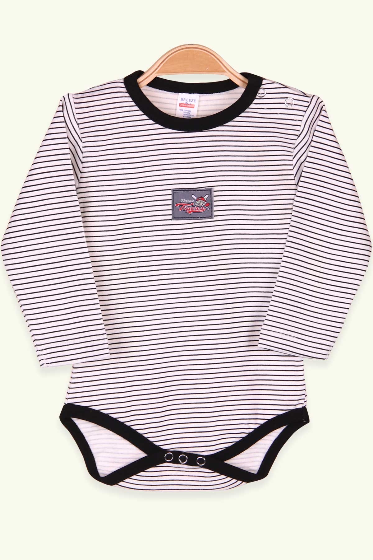 Breeze Erkek Bebek Çıtçıtlı Body Çizgili Beyaz (9 Ay-3 Yaş)