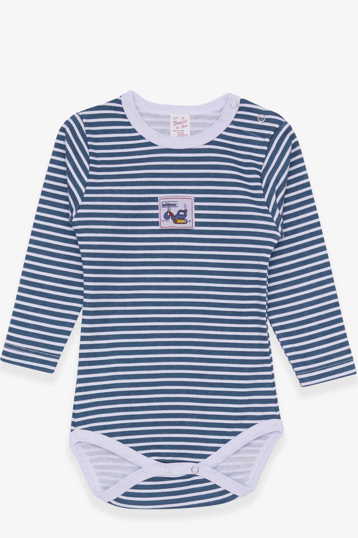 Breeze Erkek Bebek Çıtçıtlı Body Çizgili Petrol Mavisi (9 Ay-3 Yaş)